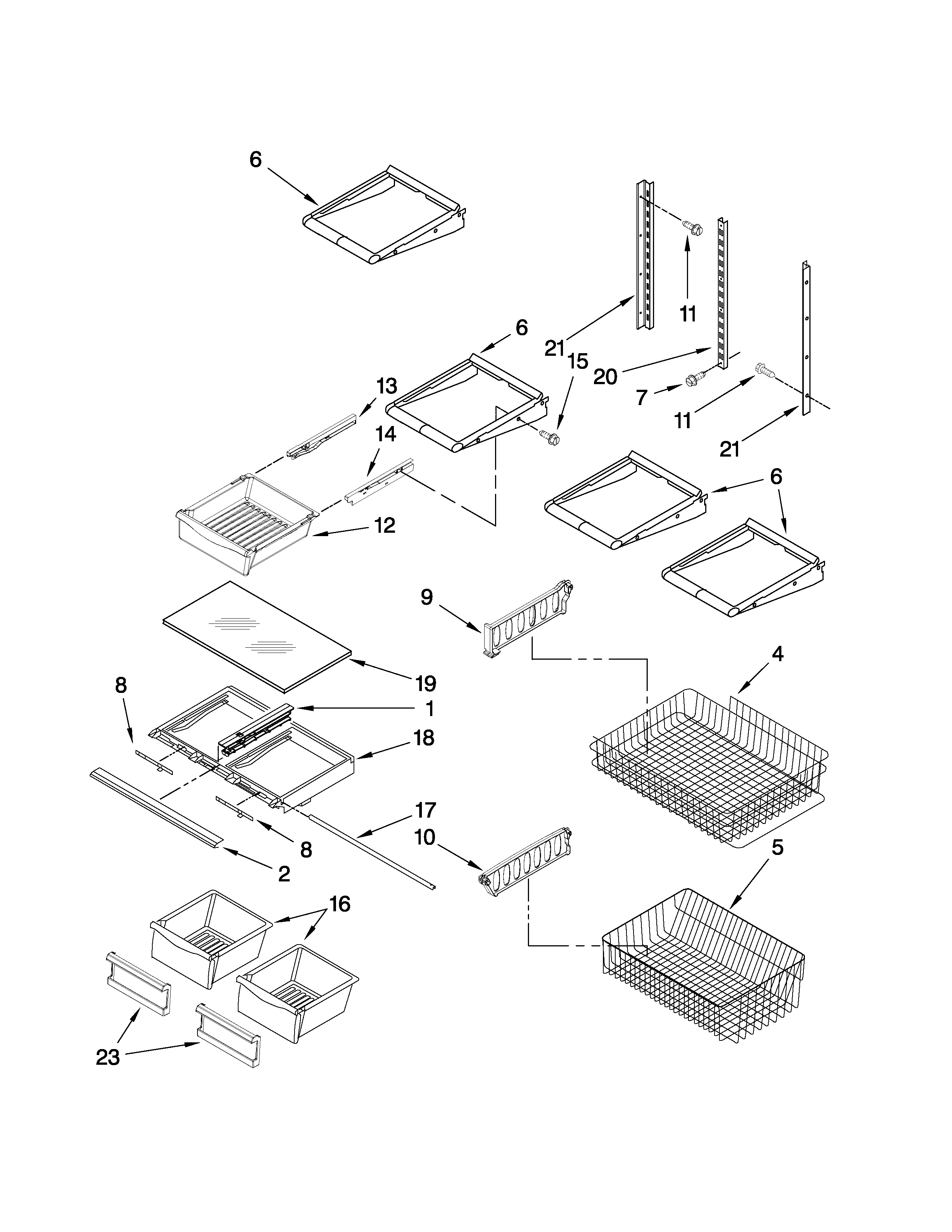 Whirlpool EB9FVHLVS04 shelf parts diagram