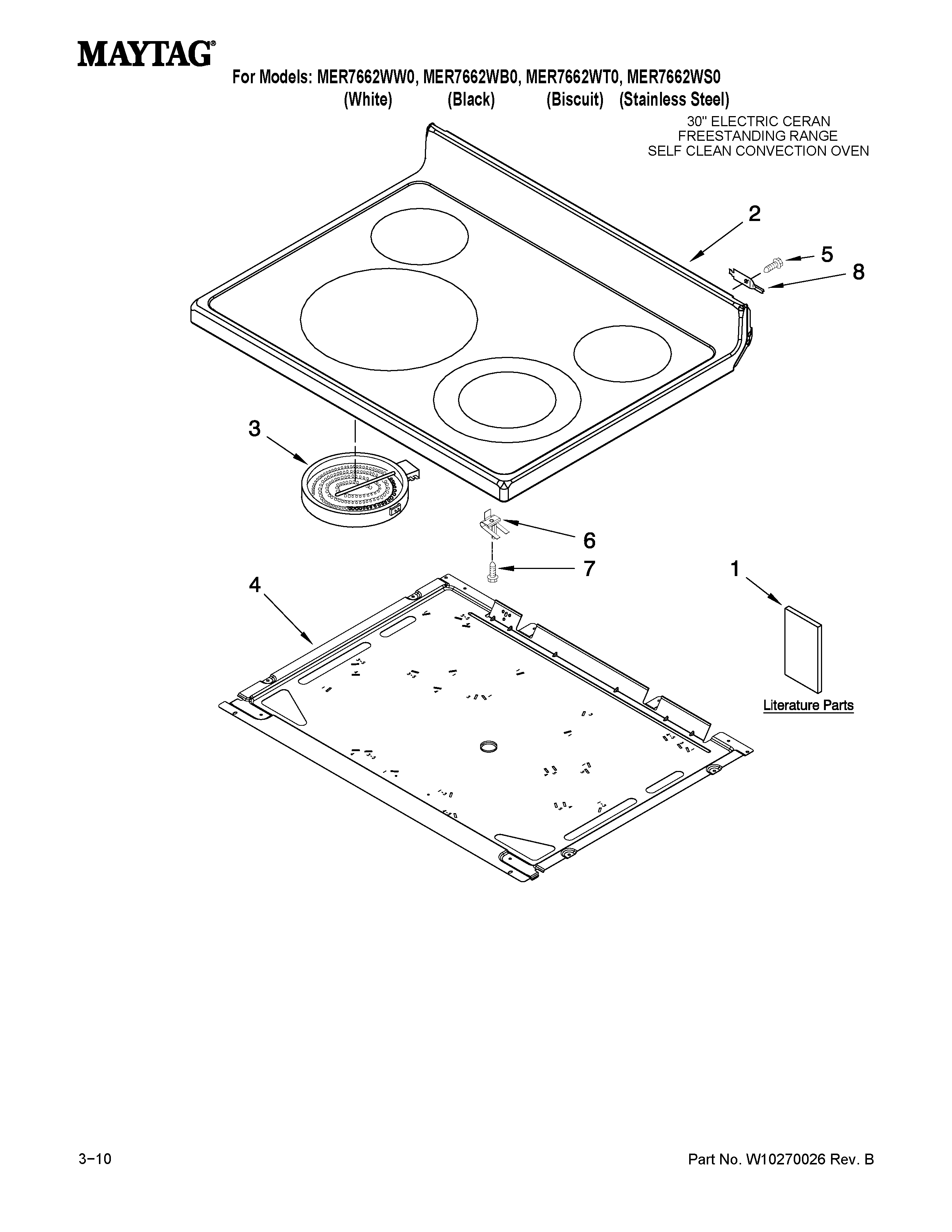 Maytag MER7662WB0 cooktop parts diagram