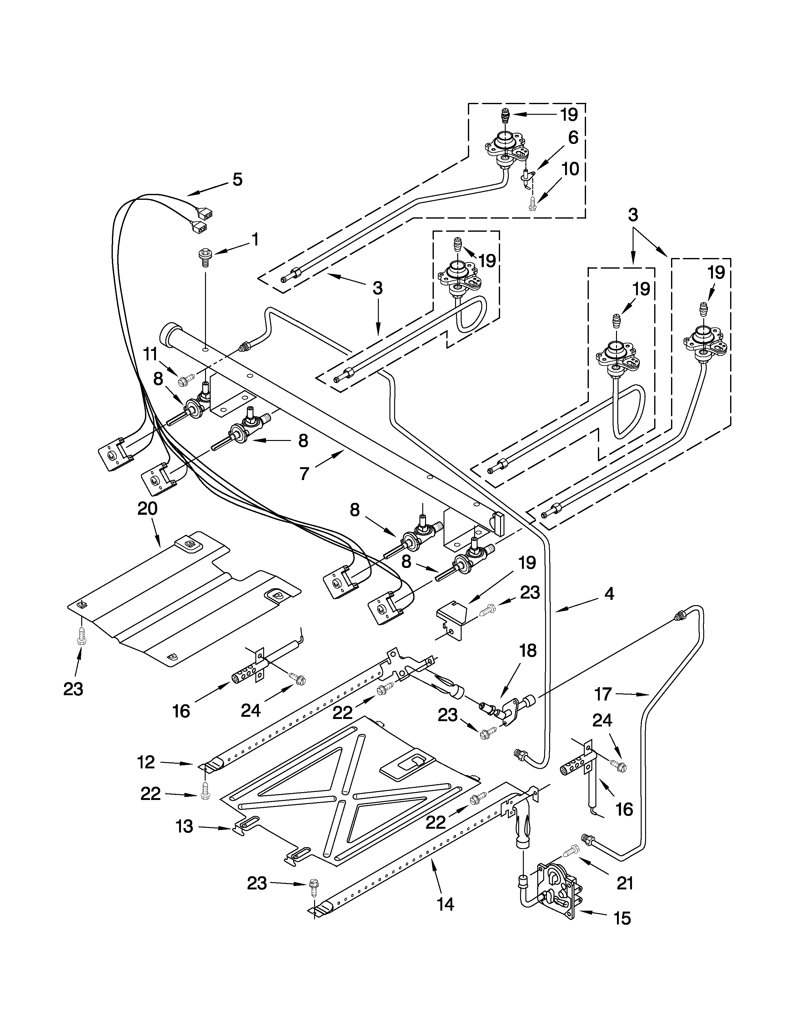 Maytag MGR7775WW0 manifold parts diagram