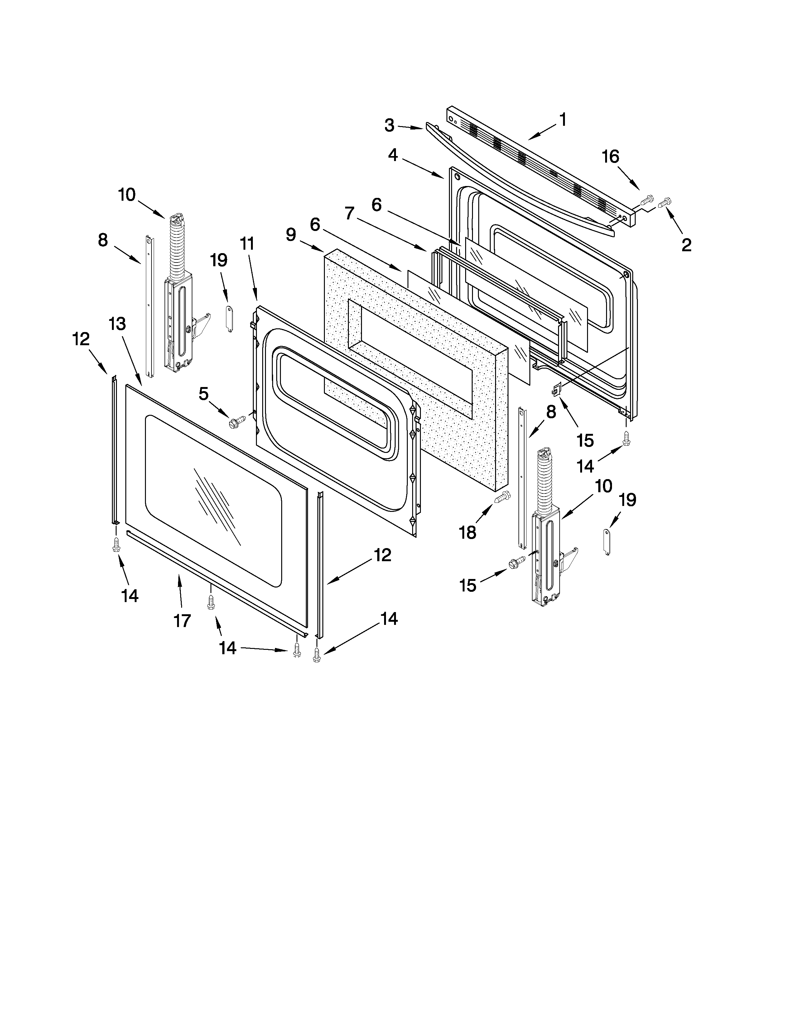 Maytag MGR7775WW0 door parts diagram