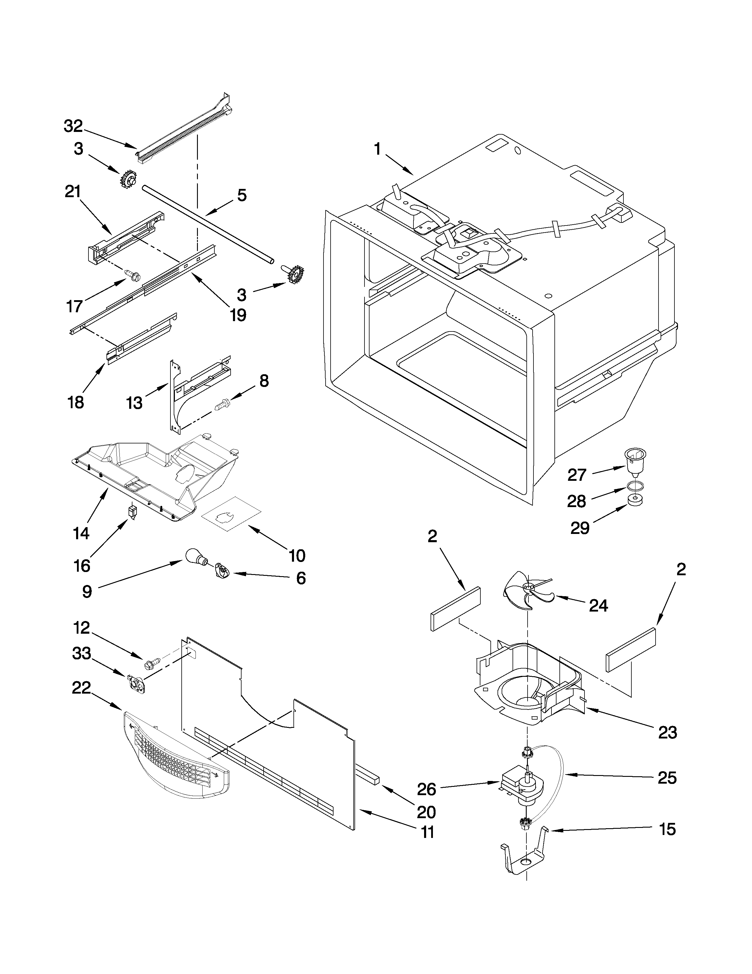 Amana ABB2227VEW2 freezer liner parts diagram