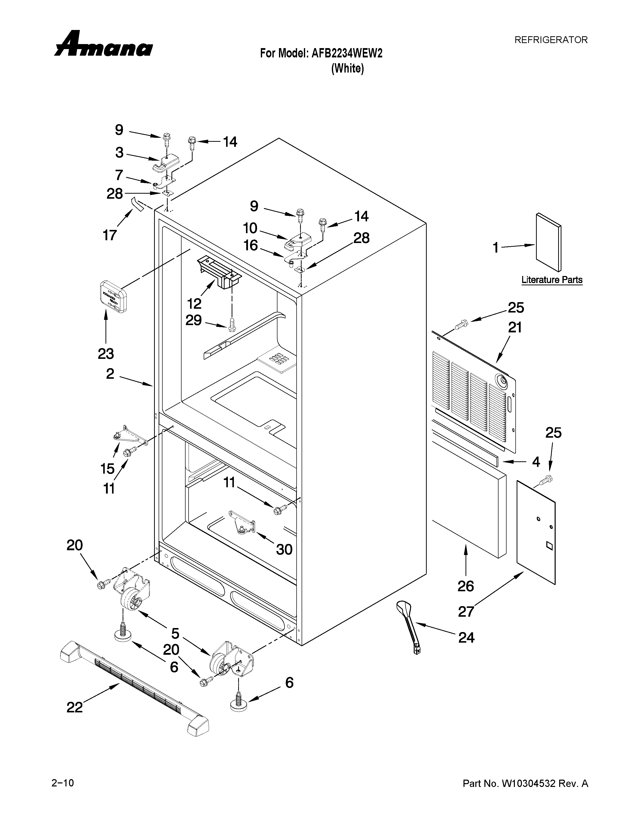Amana AFB2234WEW2 cabinet parts diagram