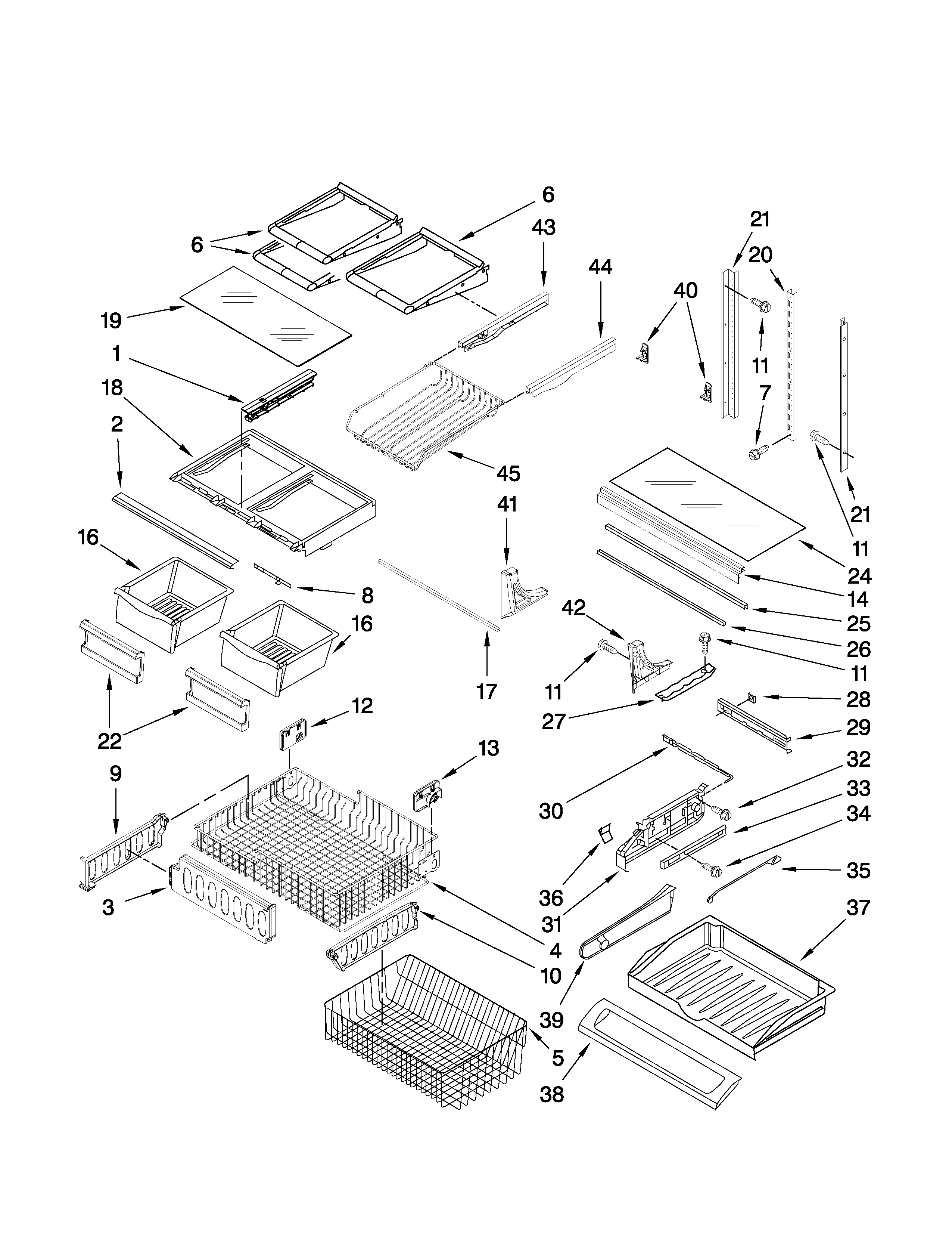 Amana AFB2234WEW2 shelf parts diagram