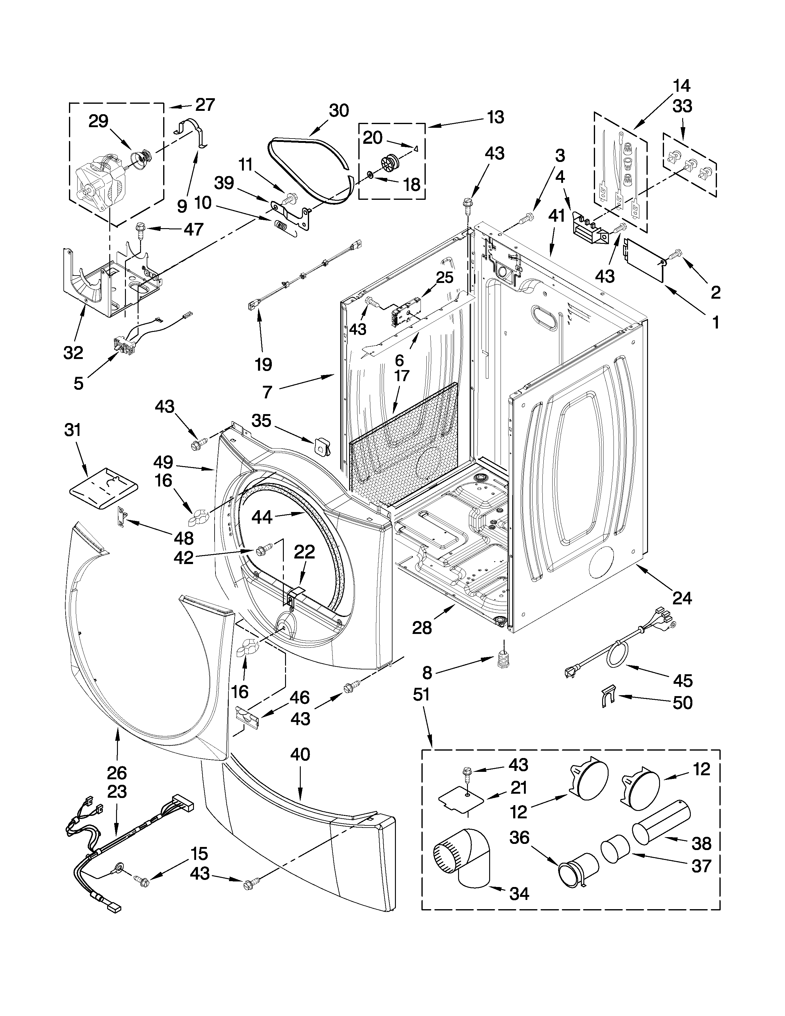 Maytag YMEDE400XW0 cabinet parts diagram