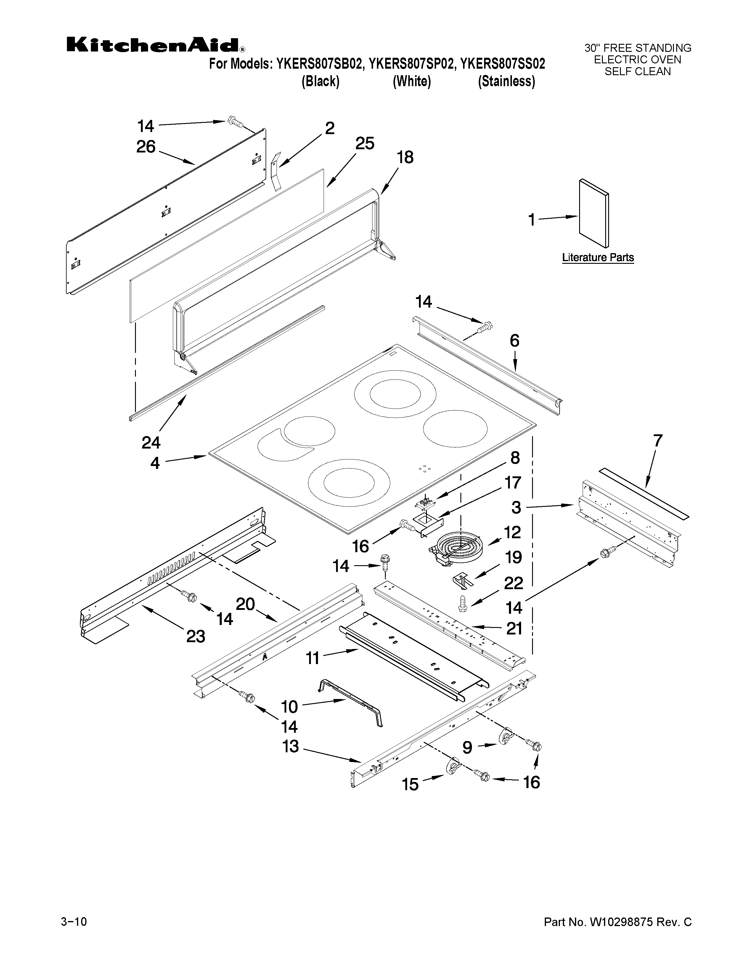 KitchenAid YKERS807SS02 cooktop parts diagram
