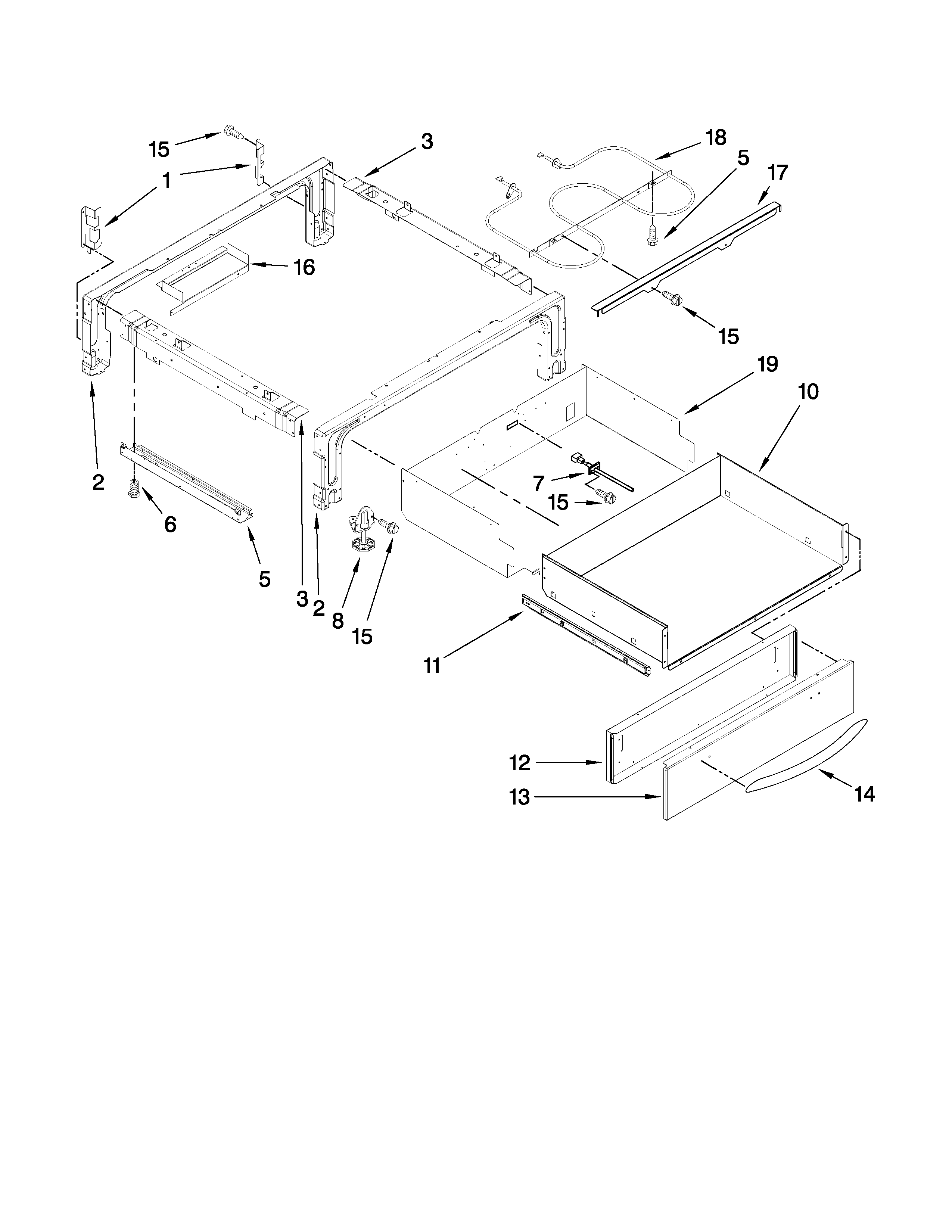KitchenAid YKERS807SS02 drawer parts diagram