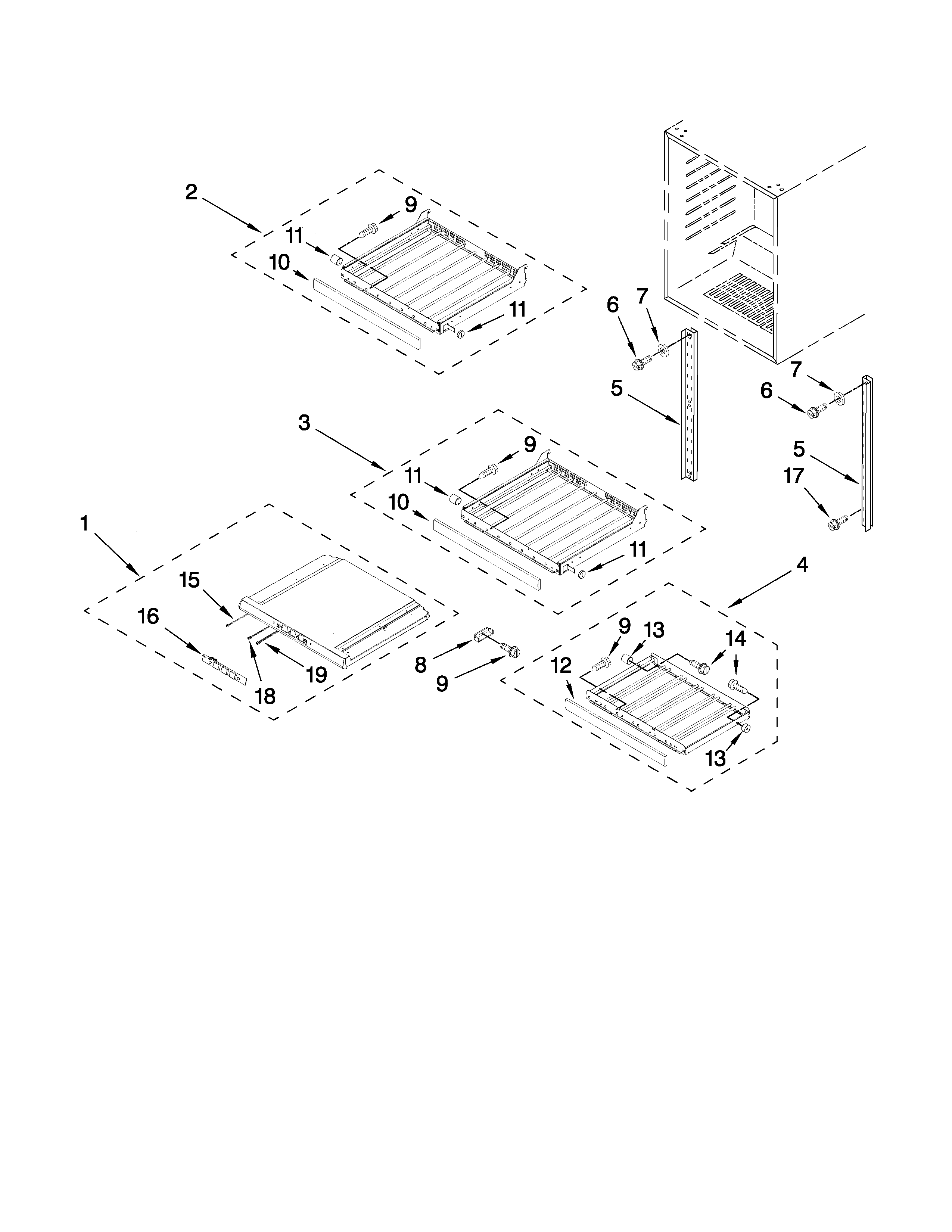 KitchenAid KUWO24LSBX03 shelf parts diagram