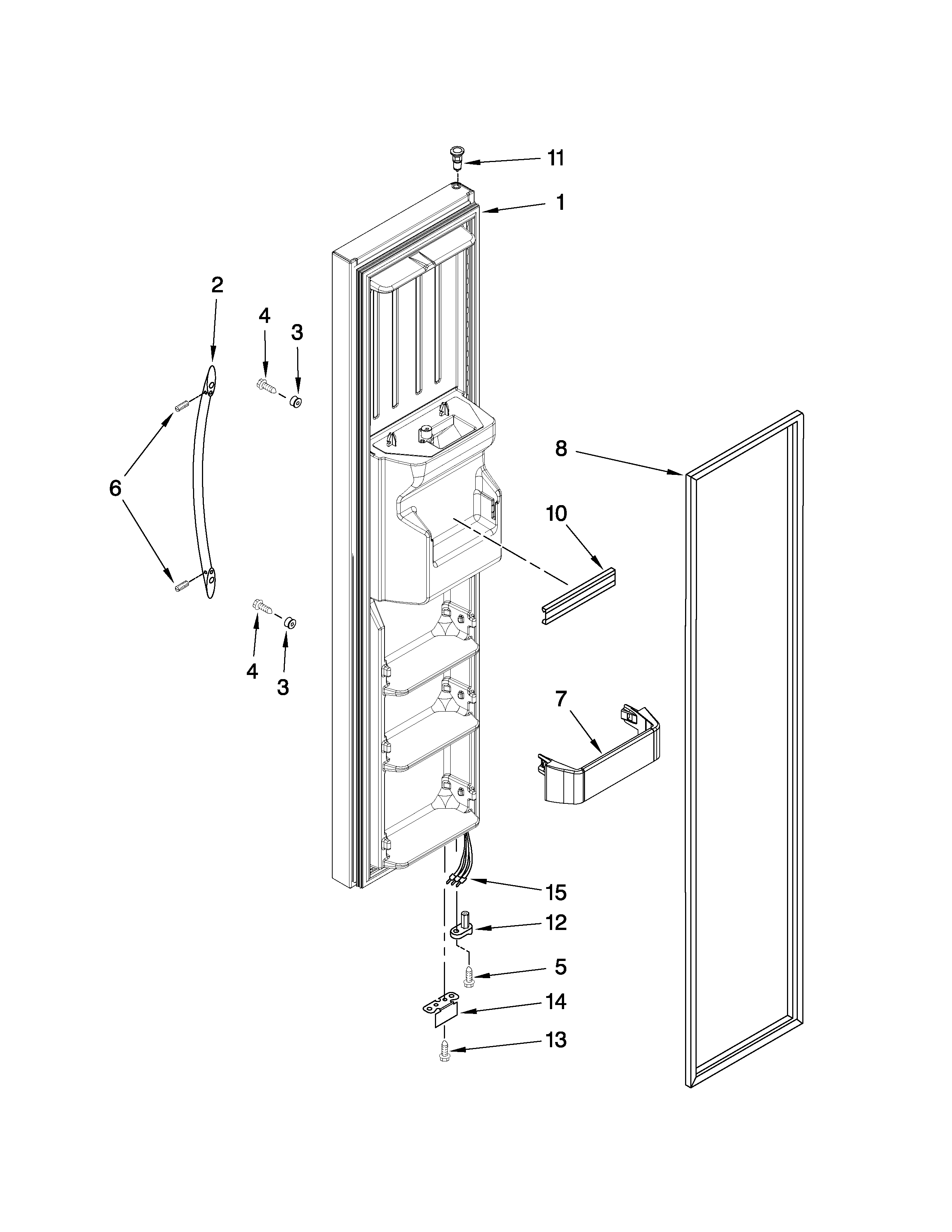 KitchenAid KSCK23FVWH02 freezer door parts diagram