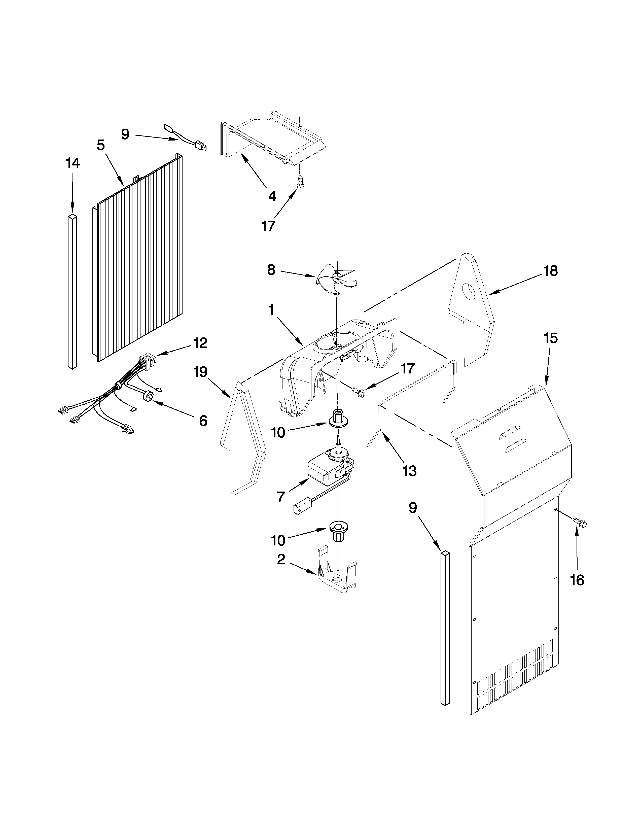 KitchenAid KSCK23FVWH02 air flow parts diagram
