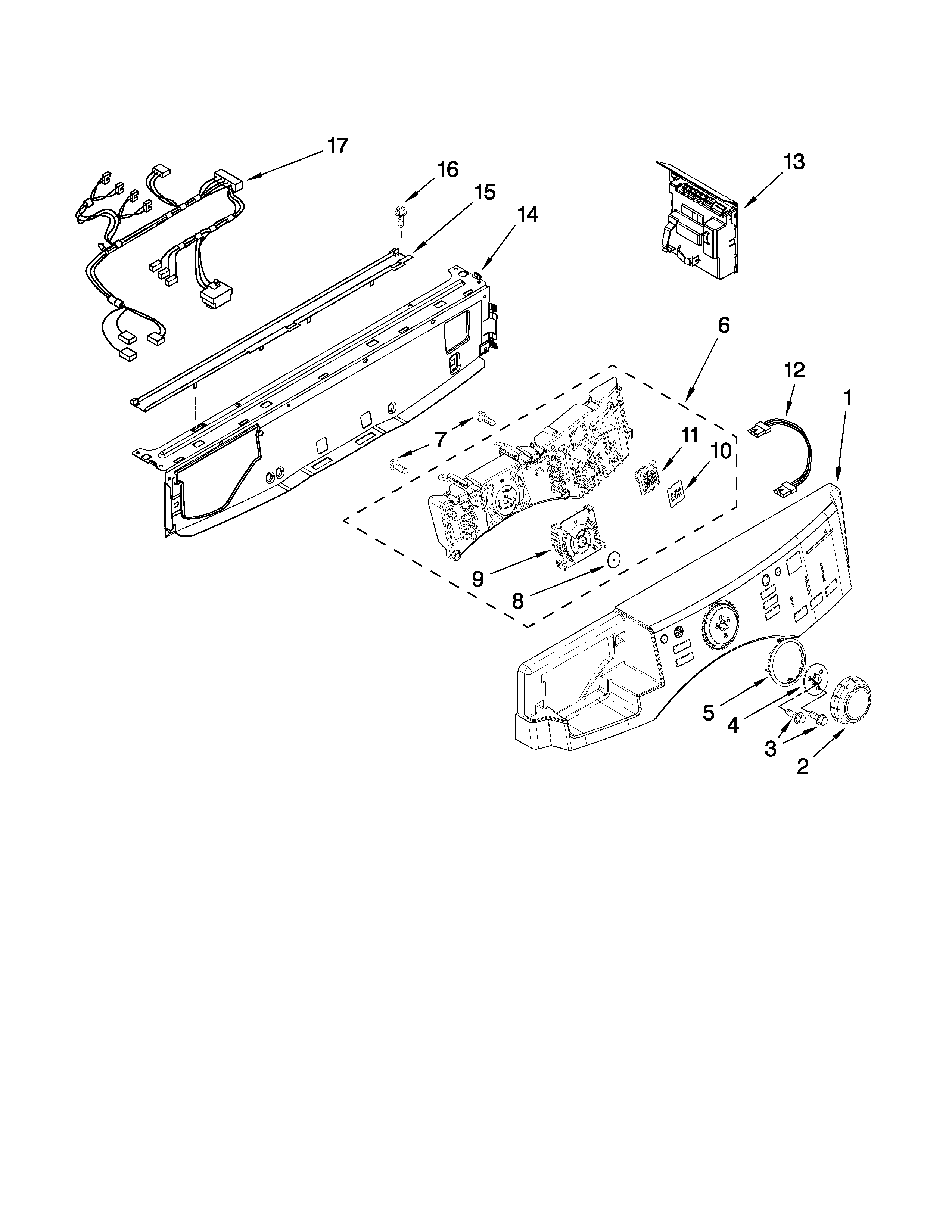 Maytag MHWE550WJ01 control panel parts diagram