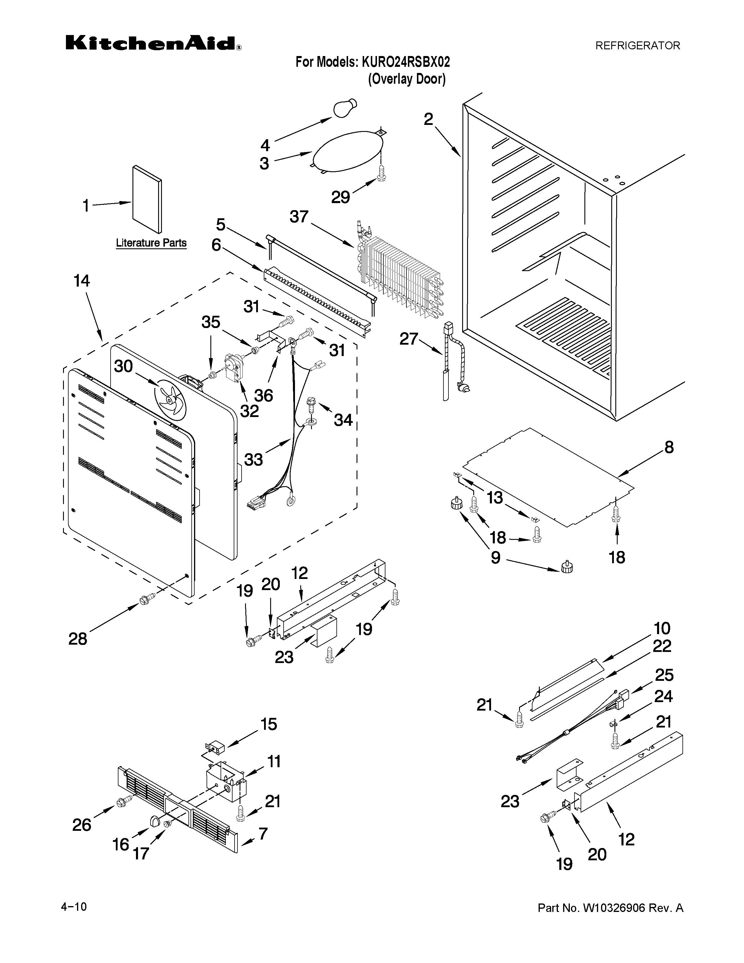 KitchenAid KURO24RSBX02 cabinet parts diagram