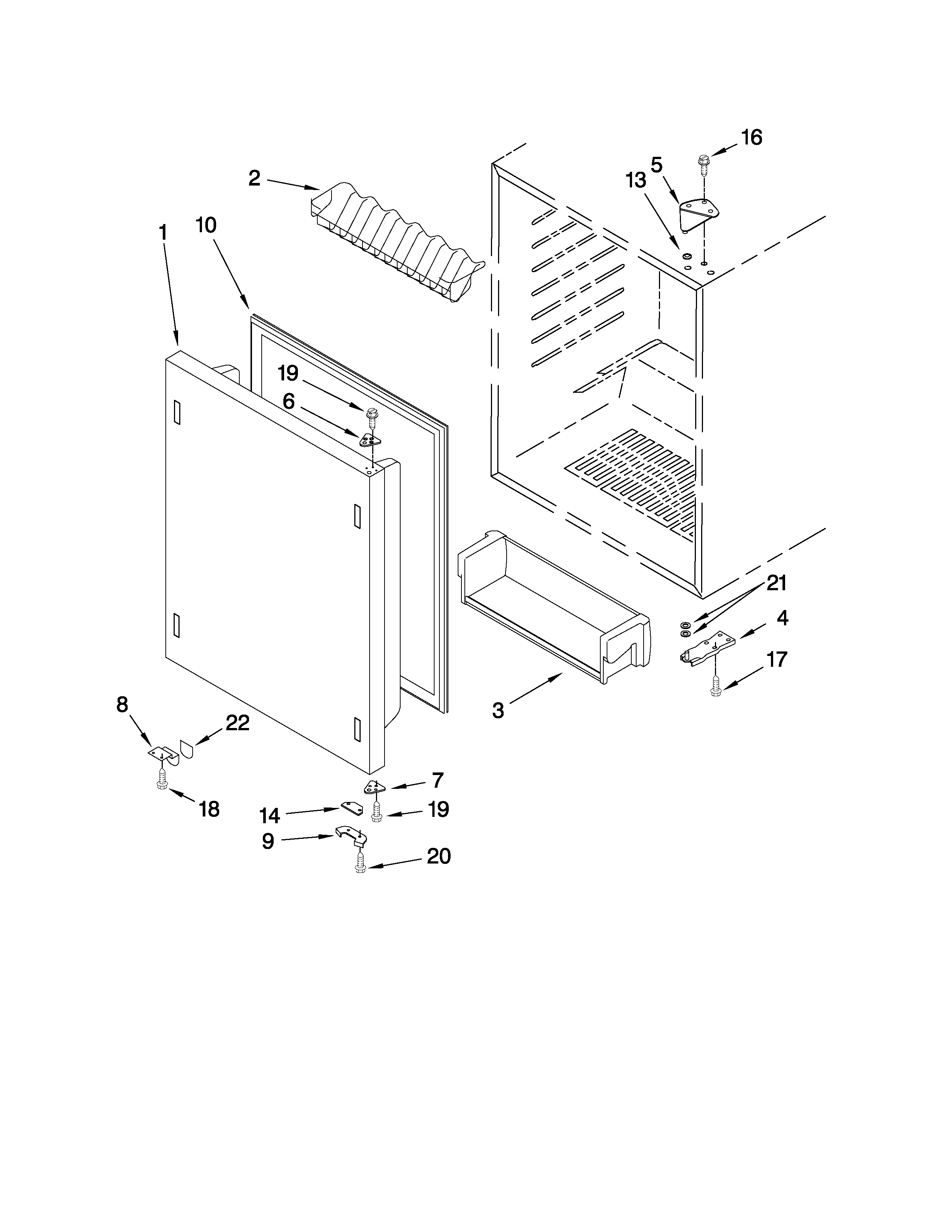 KitchenAid KURO24RSBX02 door parts diagram
