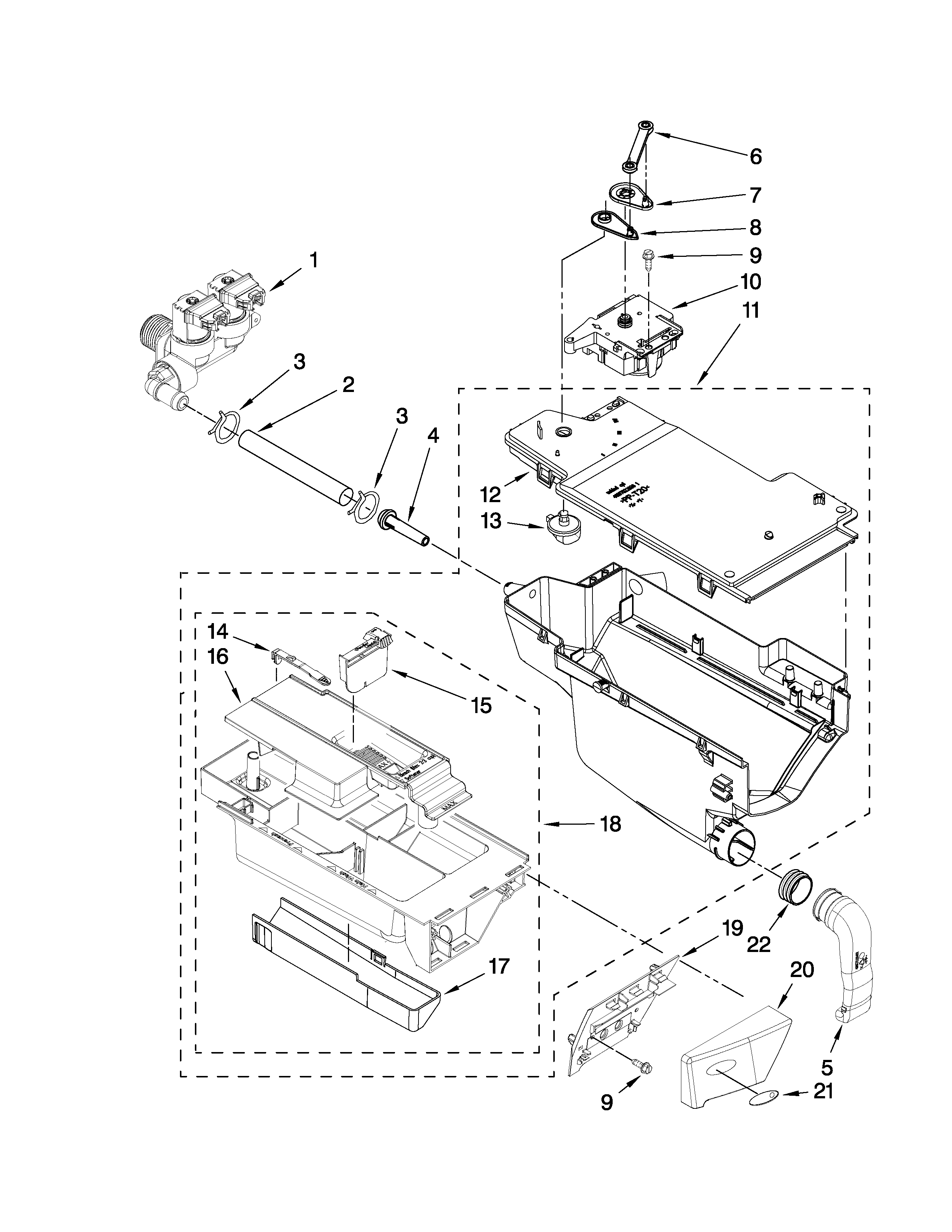 Whirlpool WFW9470WL01 dispenser parts diagram