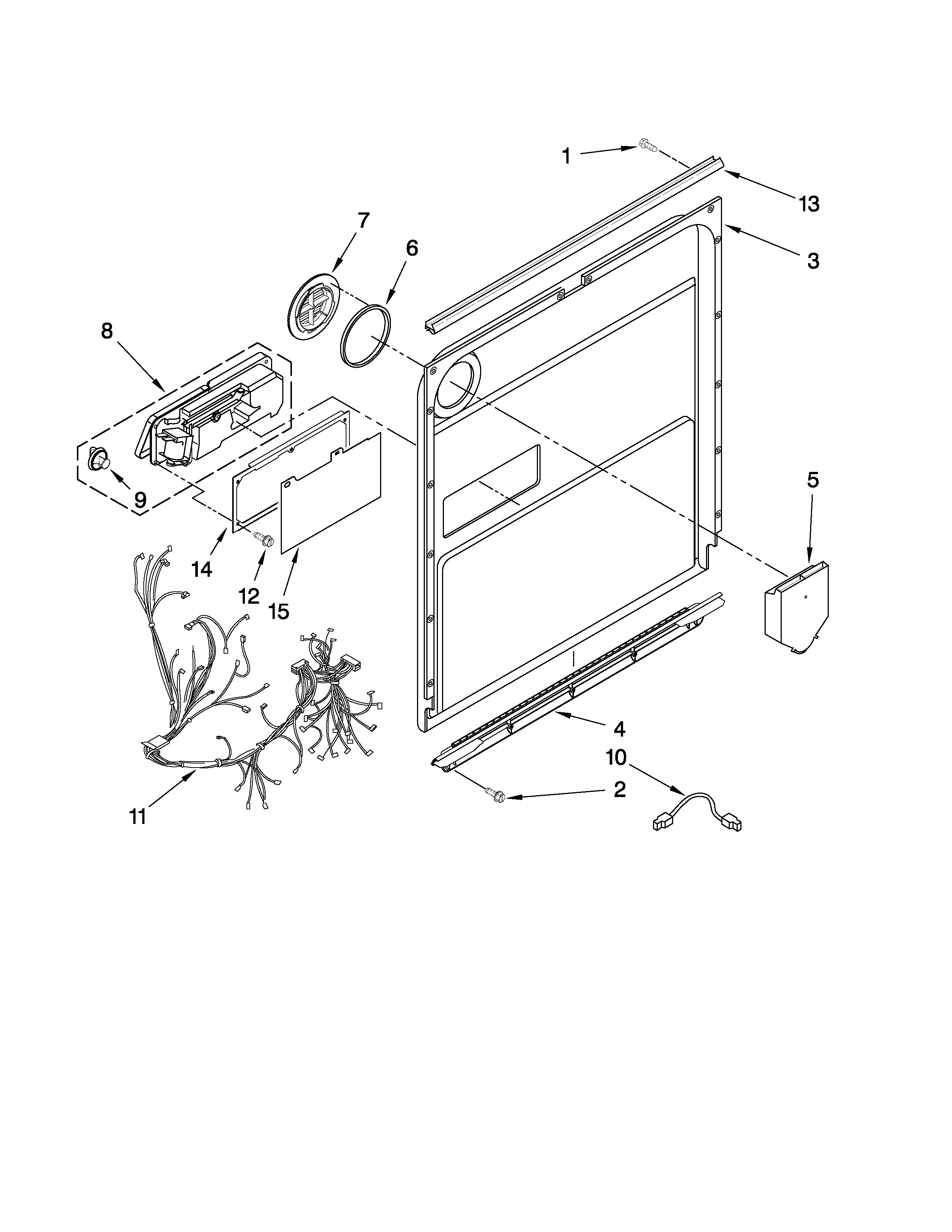 KitchenAid KUDE45CVSS3 inner door parts diagram