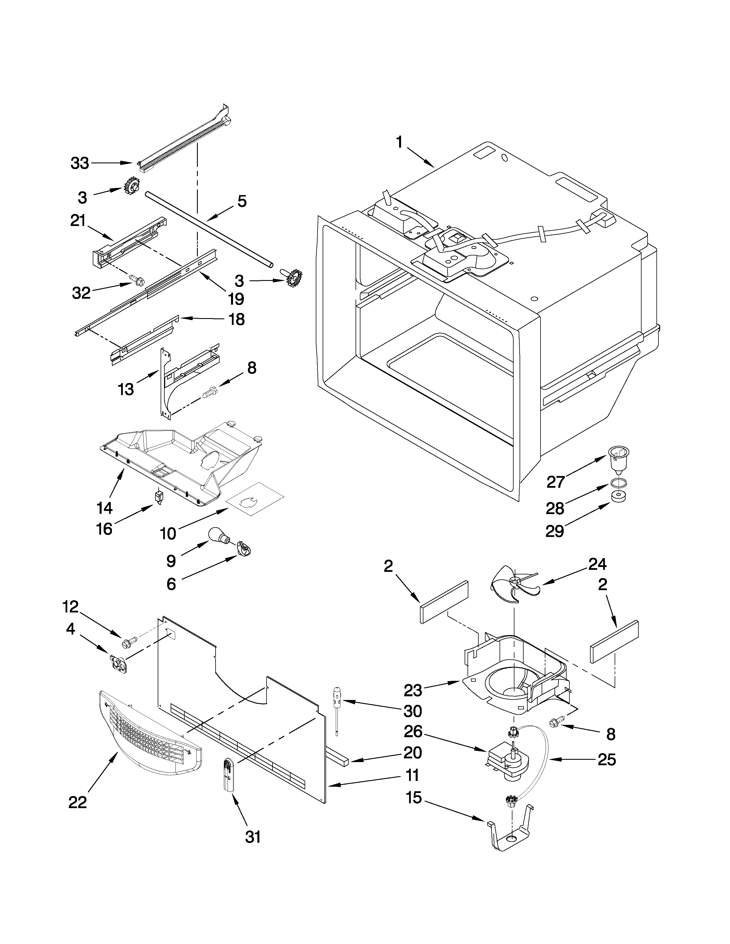 Amana ABB1924WED0 freezer liner parts diagram