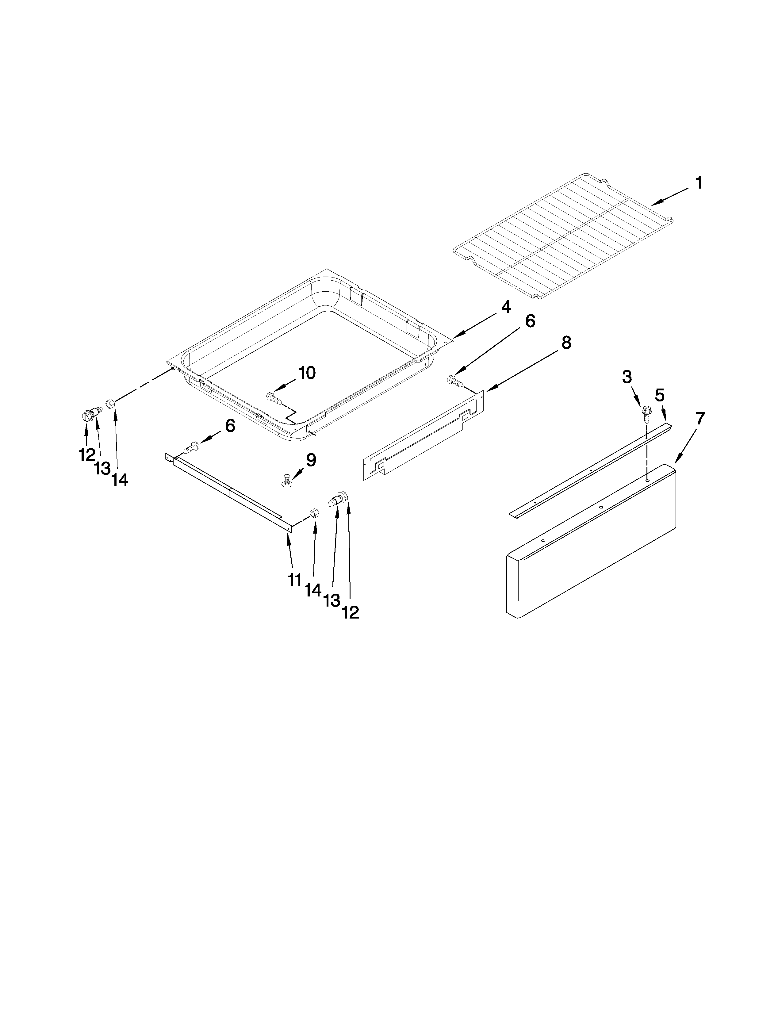 Maytag MGR5765QDQ2 drawer and rack parts diagram