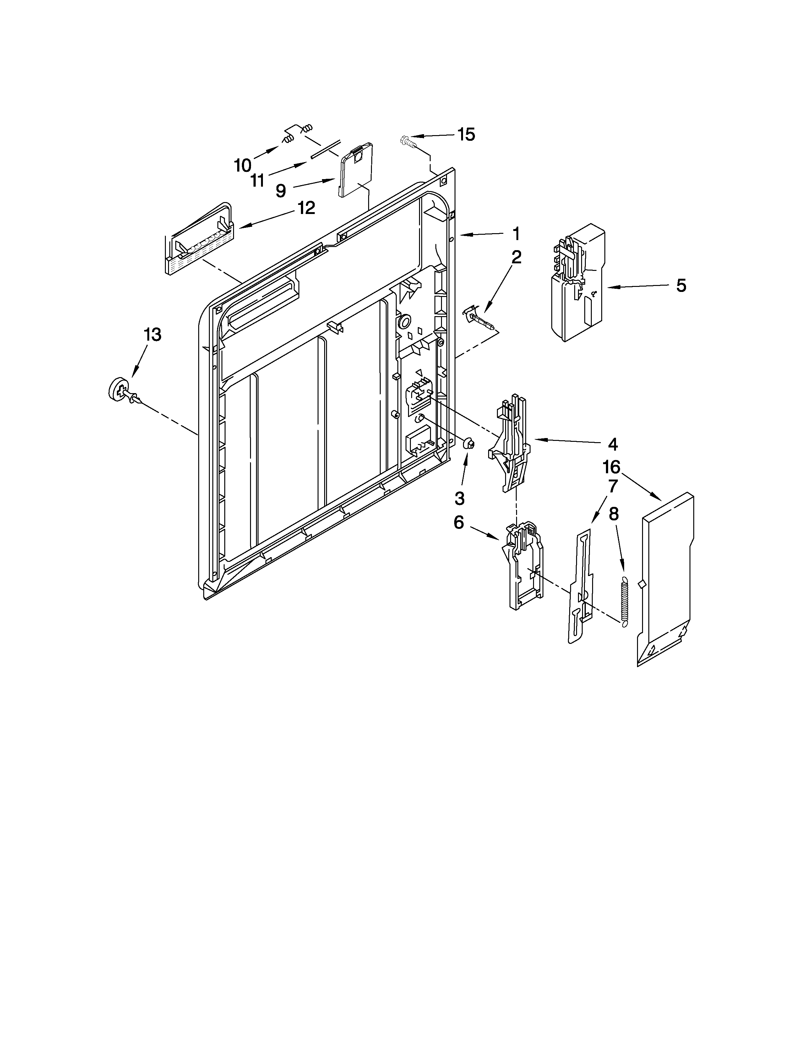 Maytag MDB3601BWQ1 inner door parts diagram
