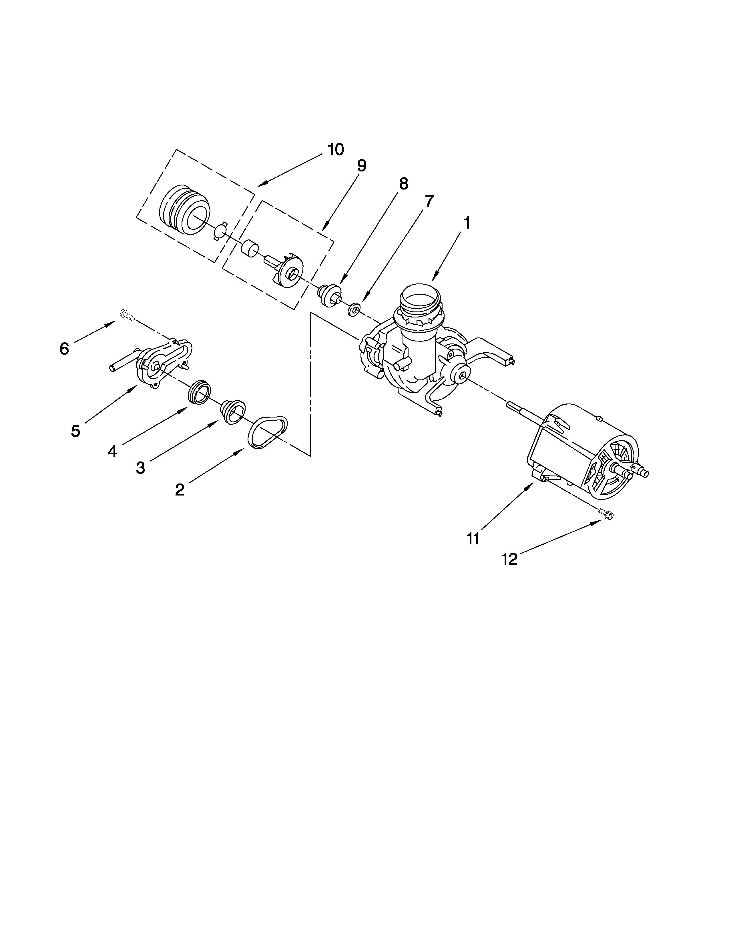 Maytag MDB3601BWQ1 pump and motor parts diagram