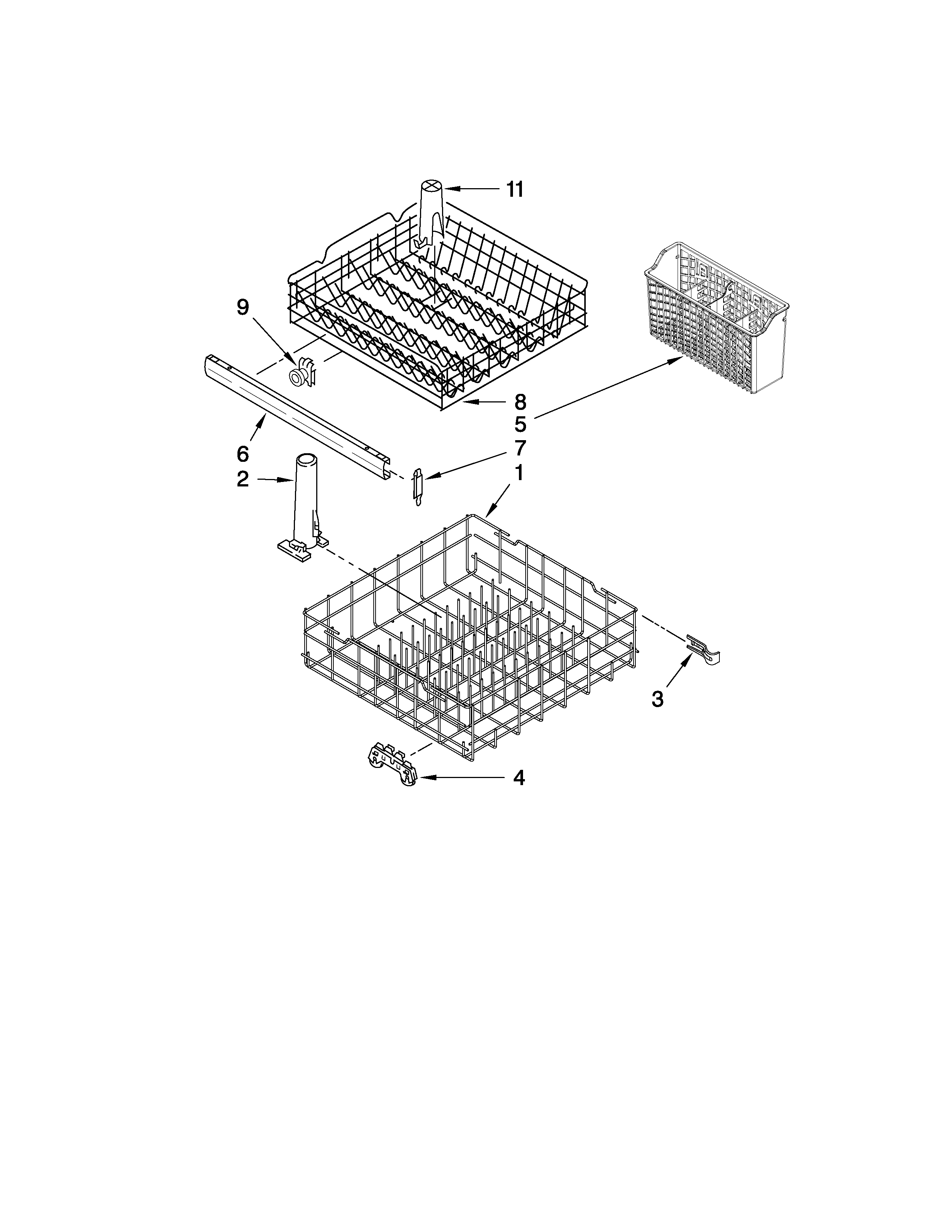 Maytag MDB3601BWQ1 dishrack parts diagram