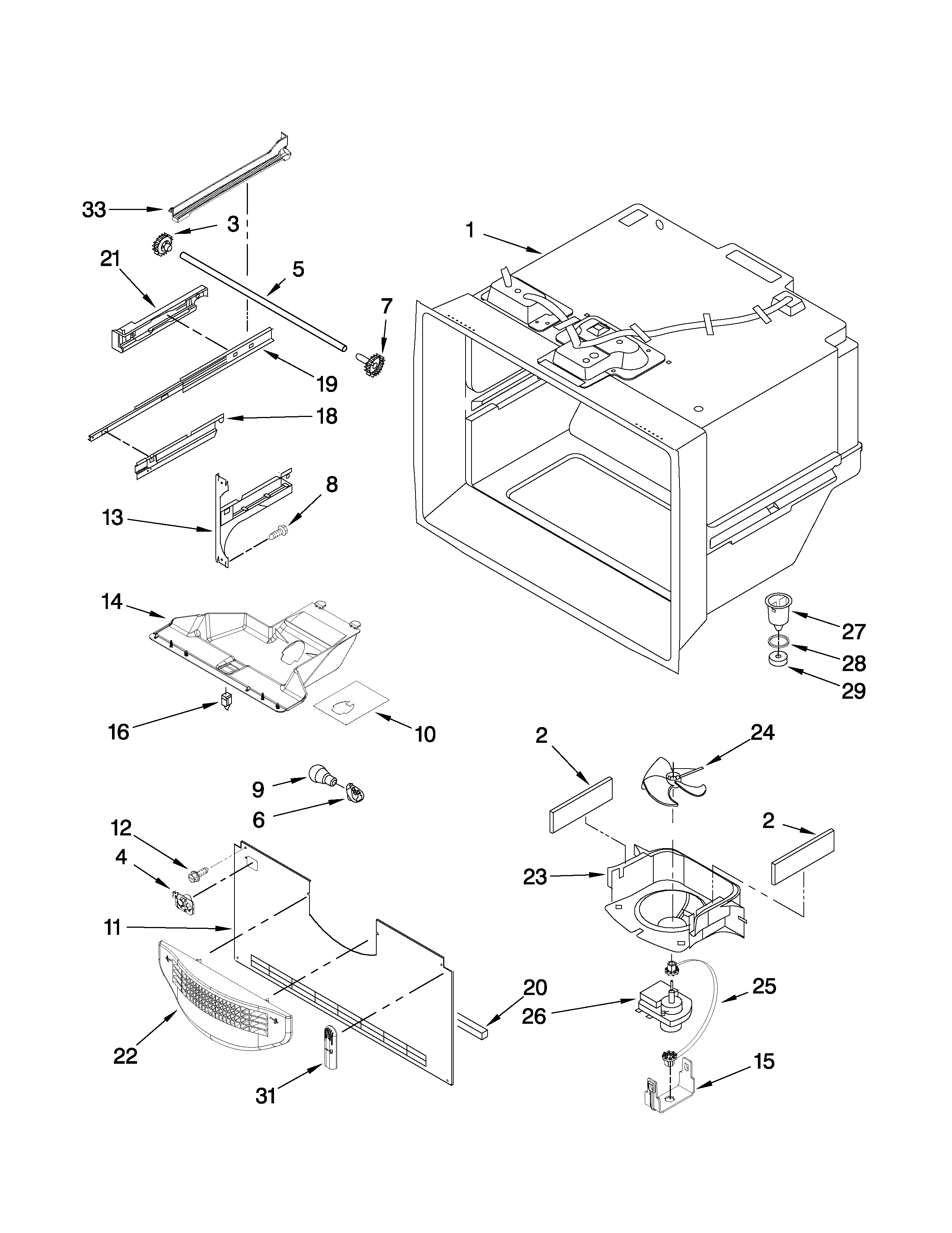 Amana ABB2224WES0 freezer liner parts diagram