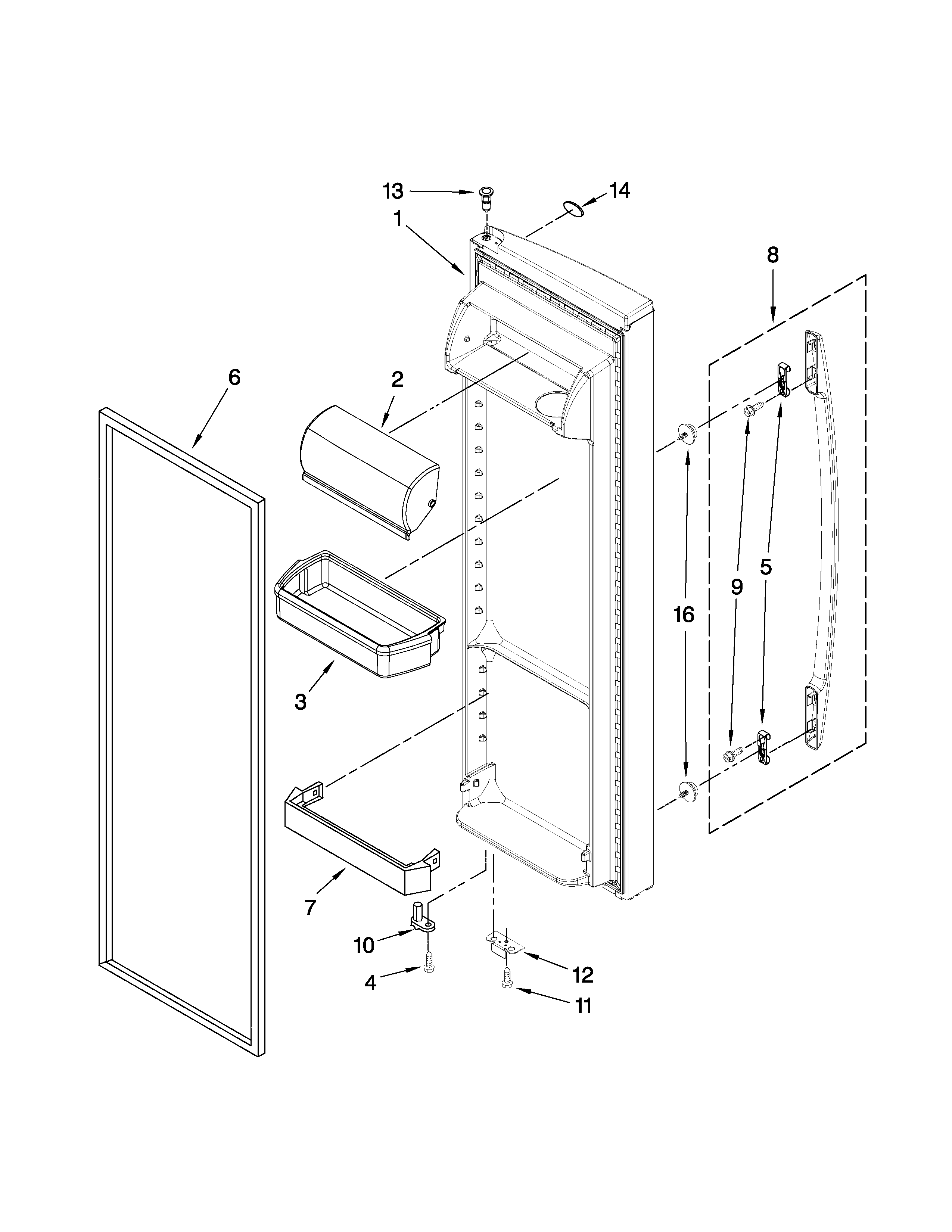 Maytag MSD2553WEB01 refrigerator door parts diagram