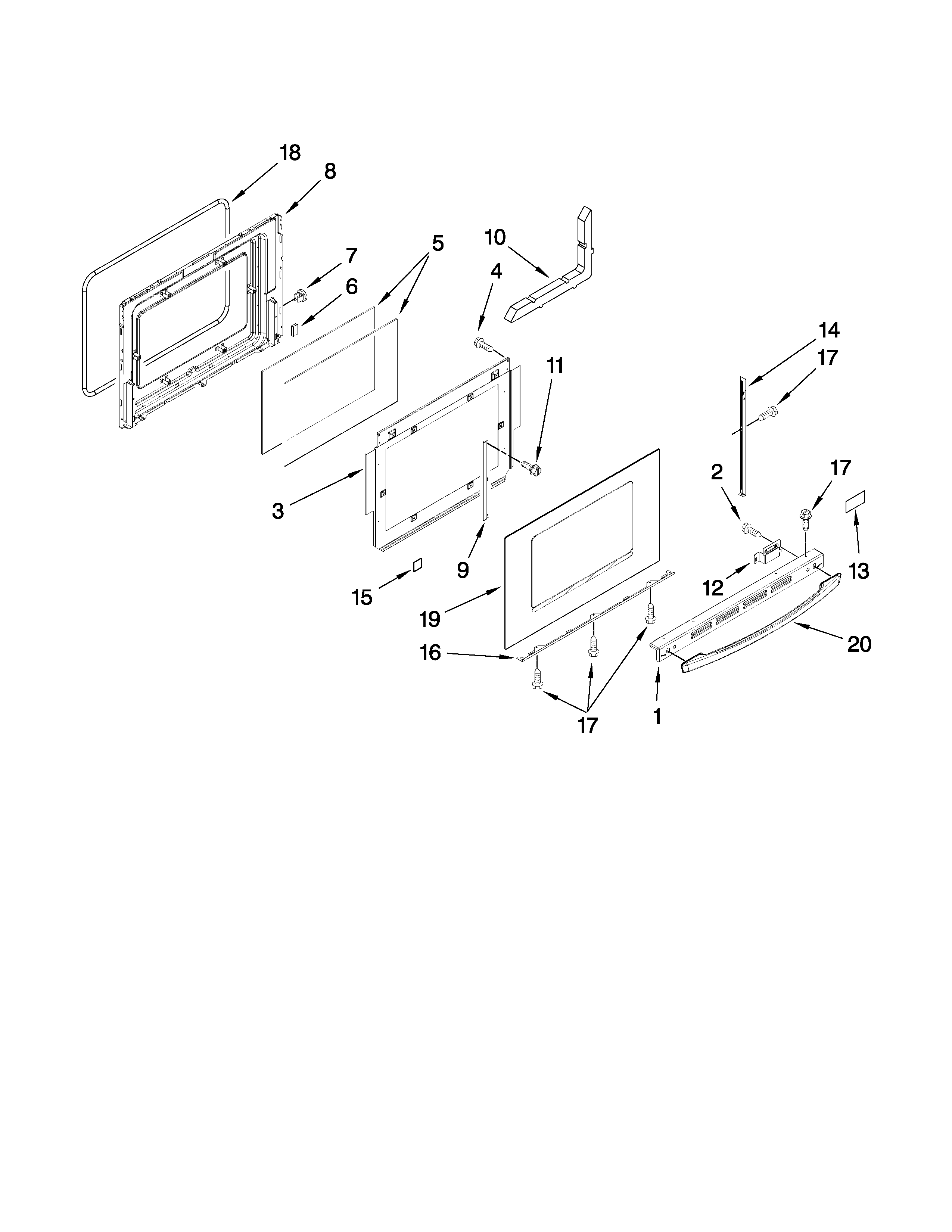 Whirlpool WDE350LVB0 door parts diagram