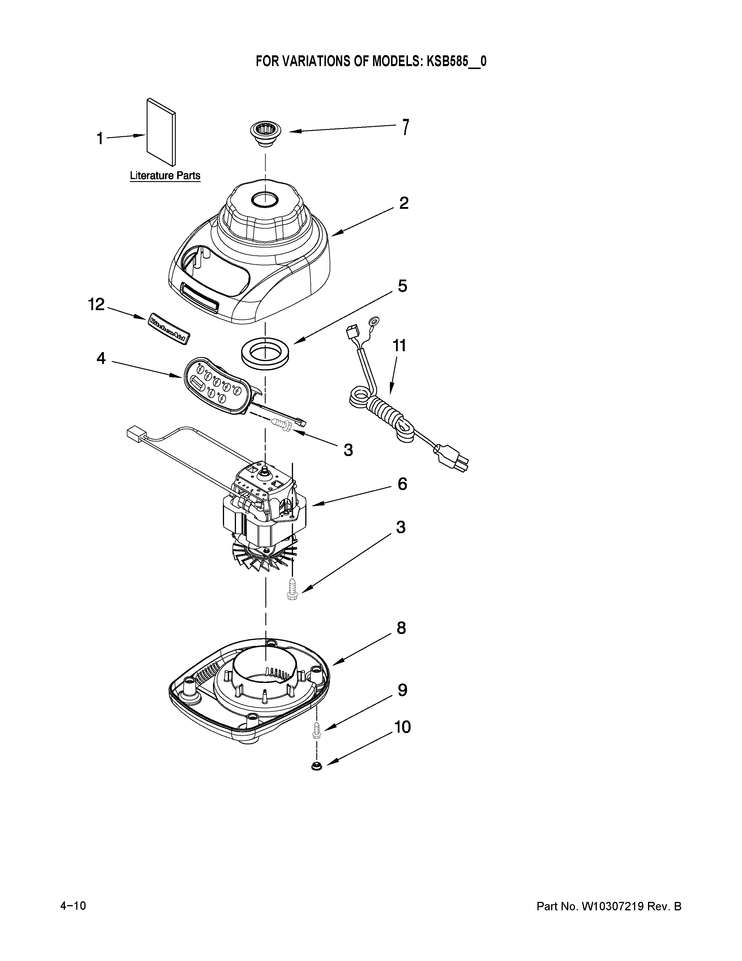 KitchenAid KSB585CR0 unit parts diagram