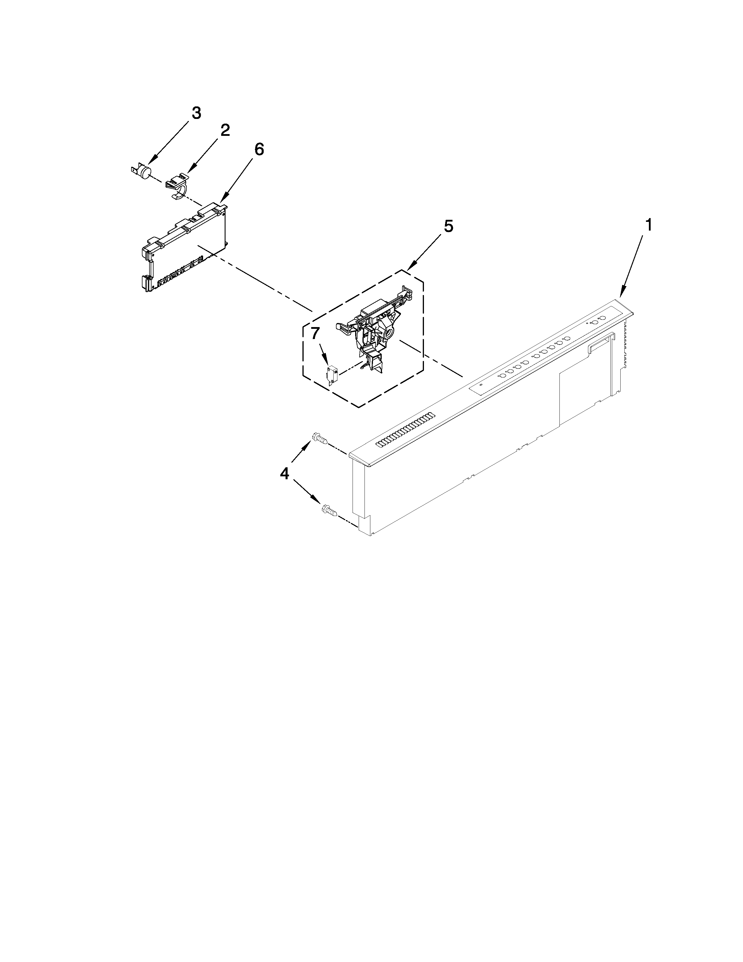 KitchenAid KUDC20FVSS4 control panel parts diagram