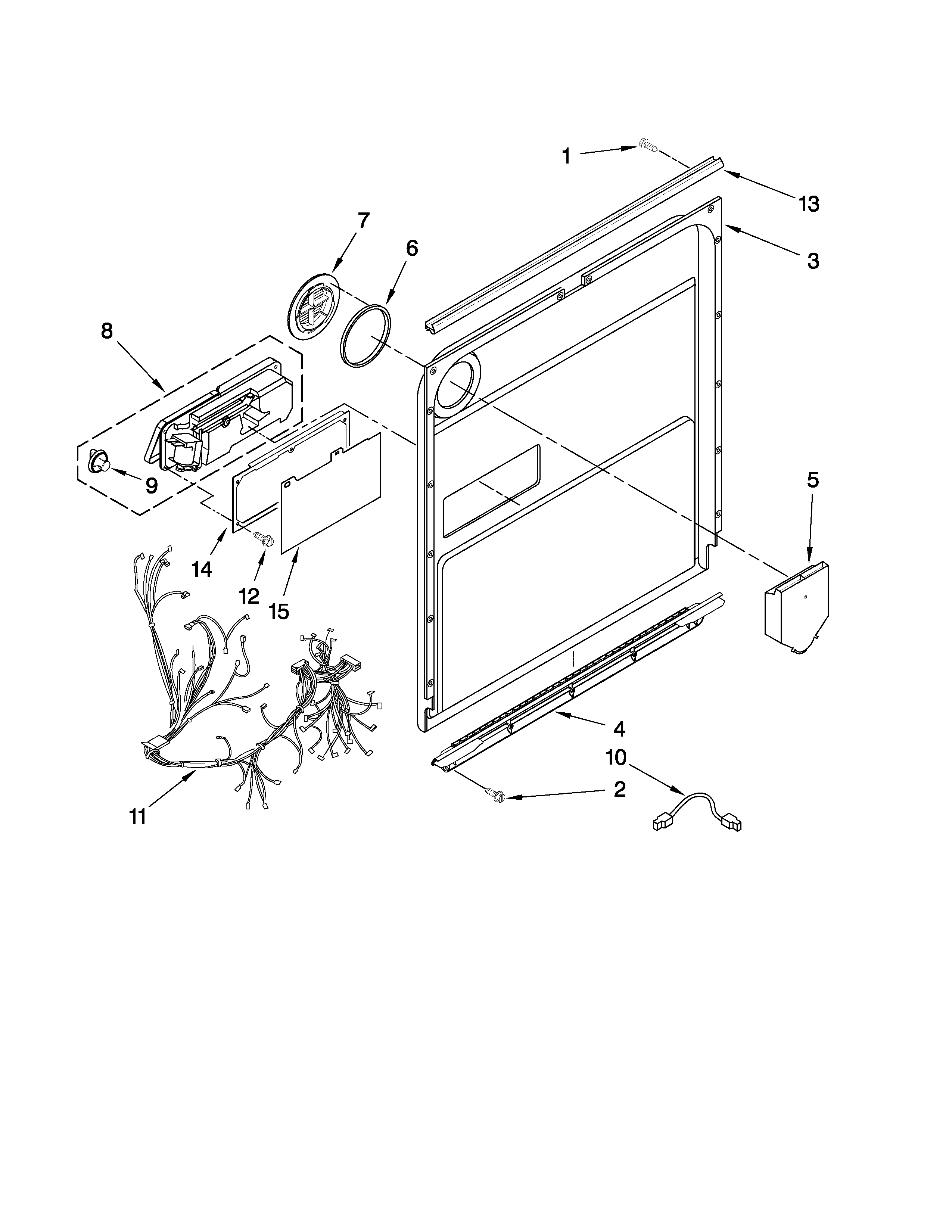 KitchenAid KUDE60FVSS3 inner door parts diagram