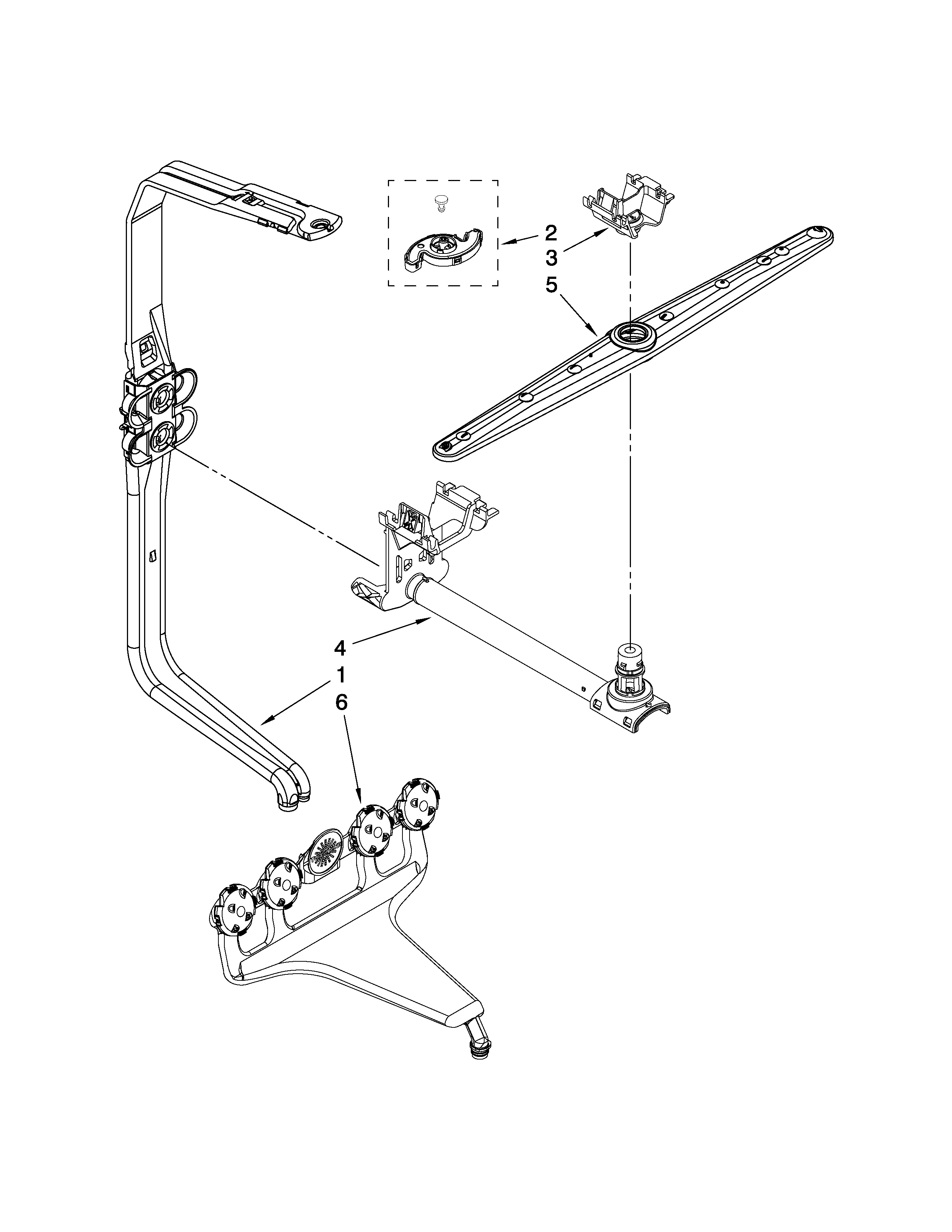 KitchenAid KUDE60FVSS3 upper wash and rinse parts diagram