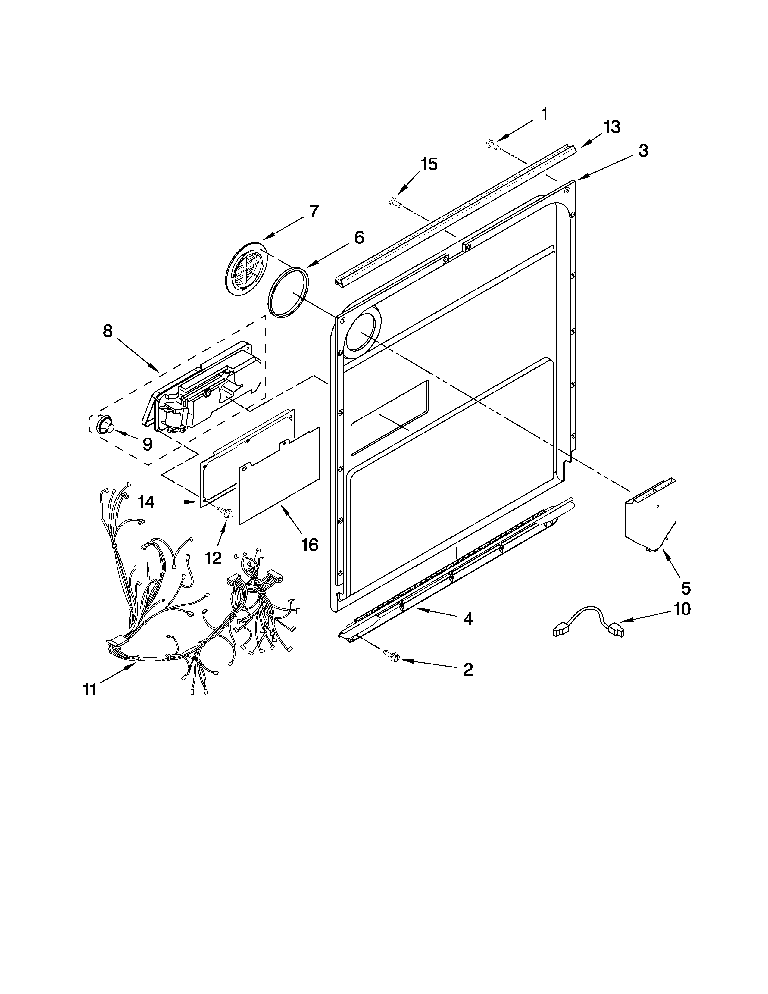 KitchenAid KUDS50SVBL4 inner door parts diagram