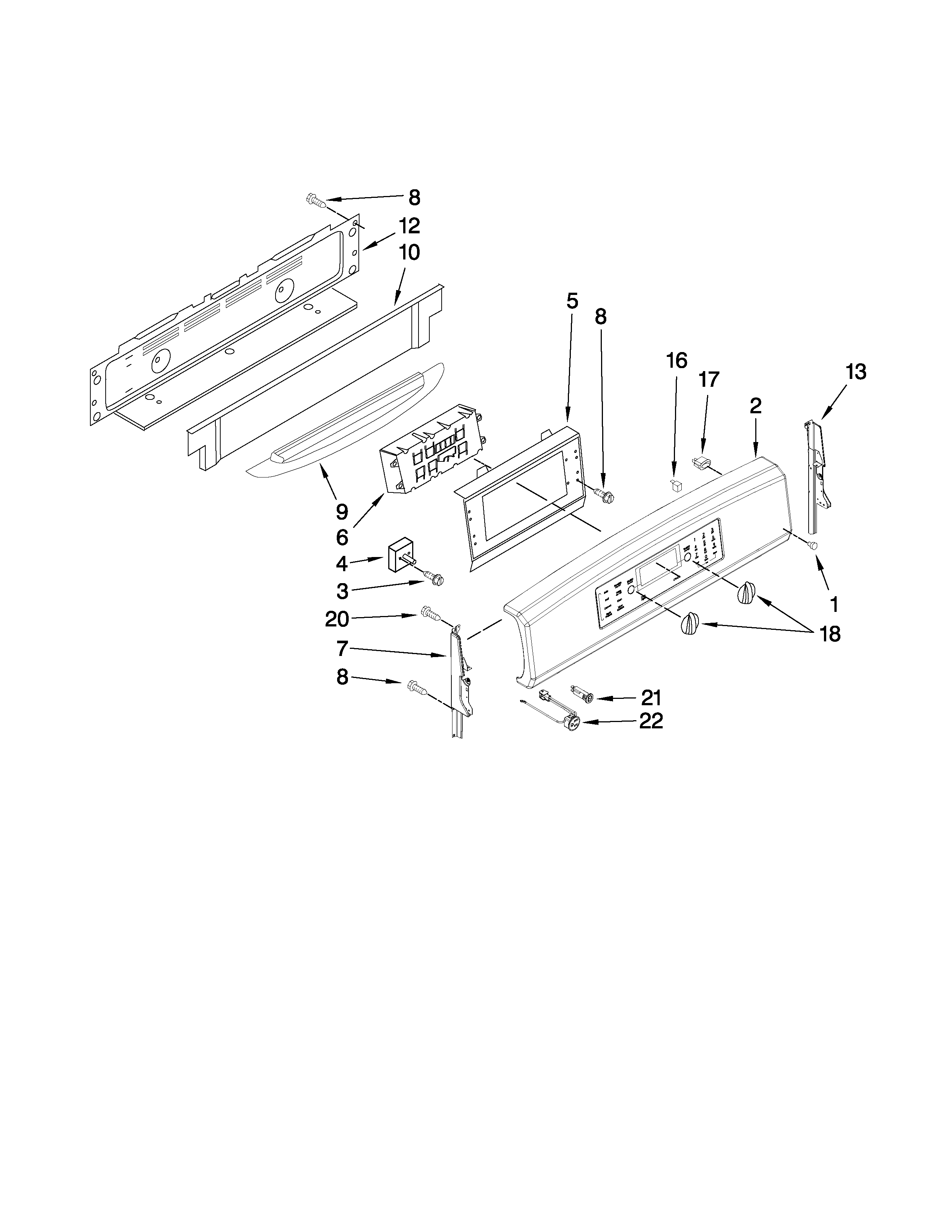 Jenn-Air JER8885RCW1 control panel parts diagram