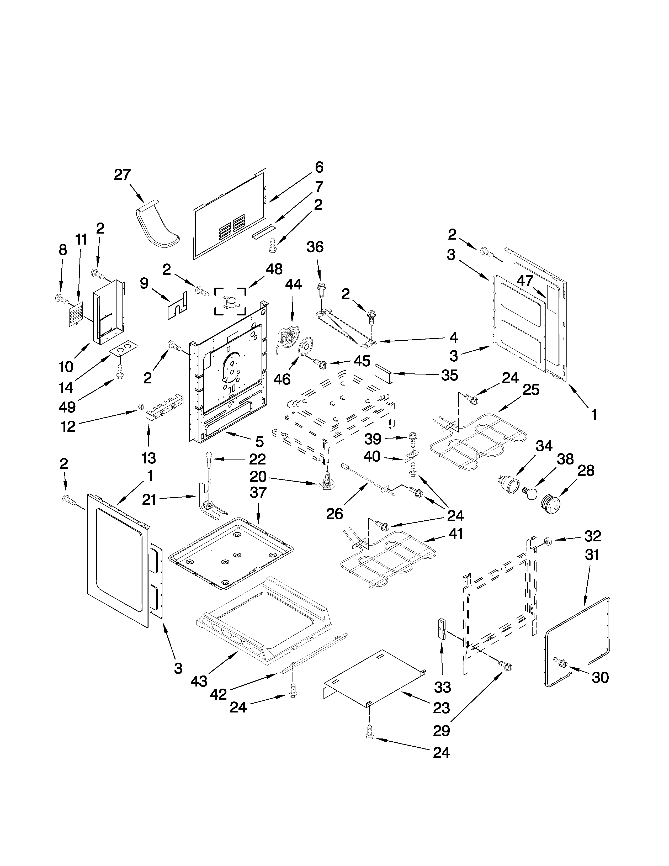 Jenn-Air JER8885RCW1 chassis parts diagram