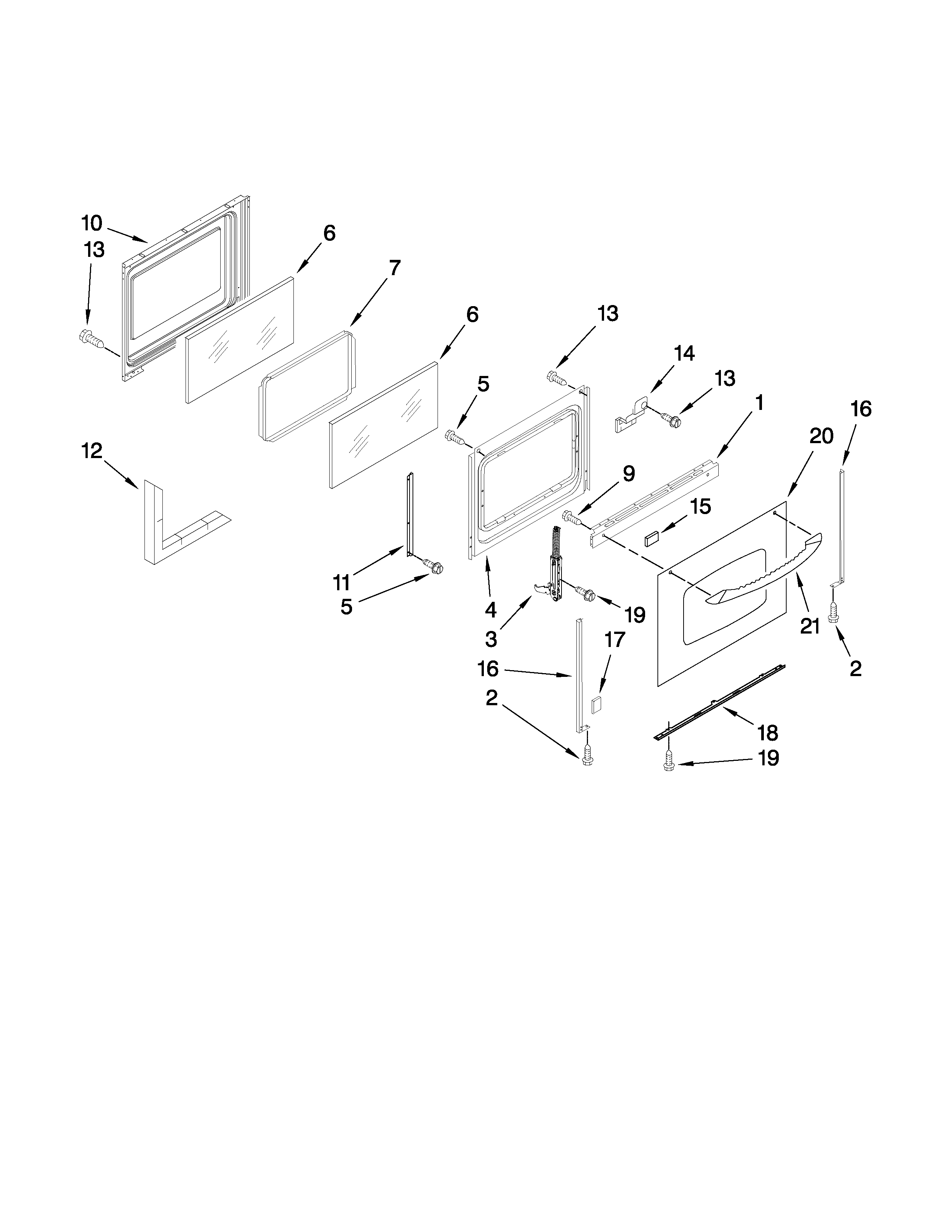 Jenn-Air JER8885RCW1 door parts diagram