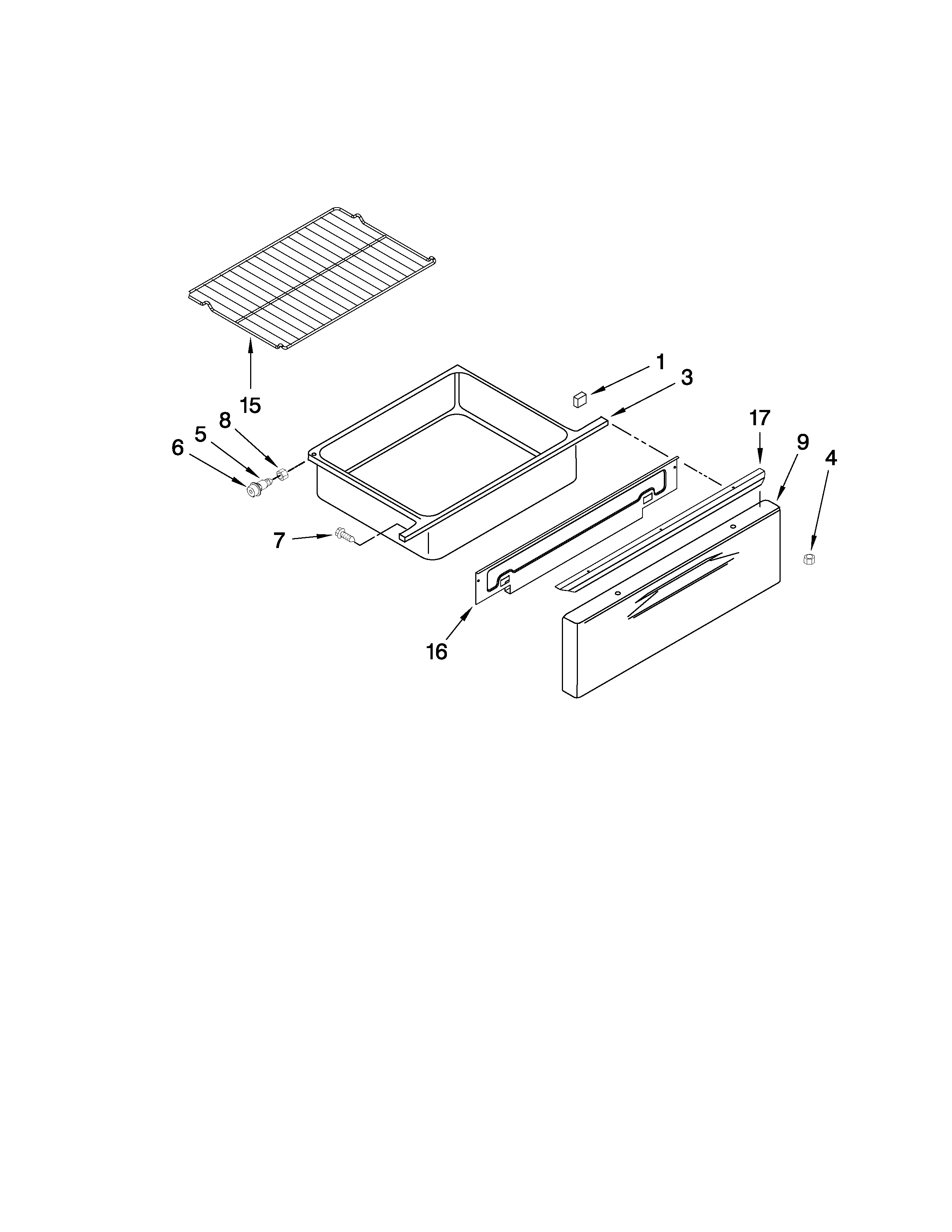 Jenn-Air JER8885RCW1 drawer and rack parts diagram