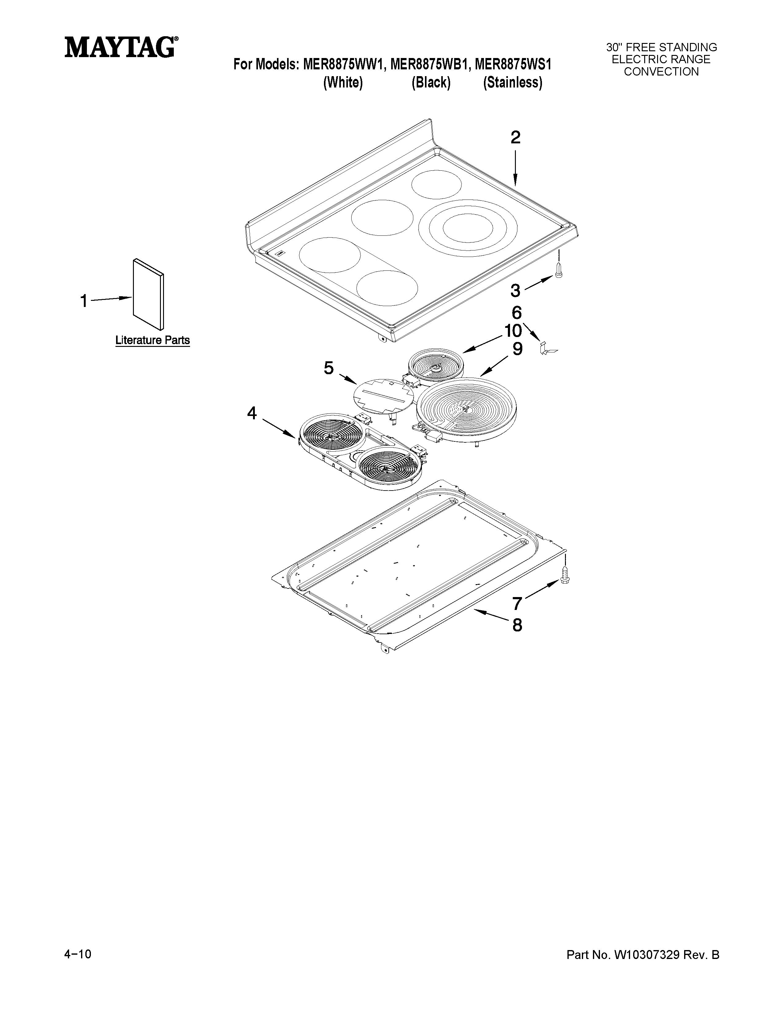 Maytag MER8875WB1 cooktop parts diagram