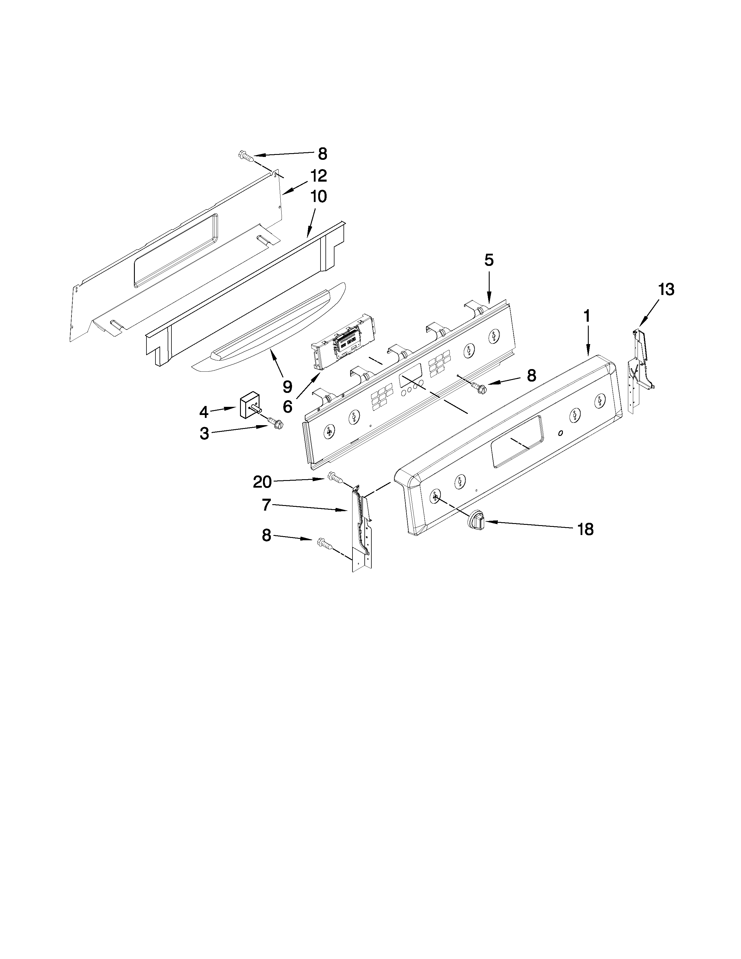 Maytag MER8875WB1 control panel parts diagram