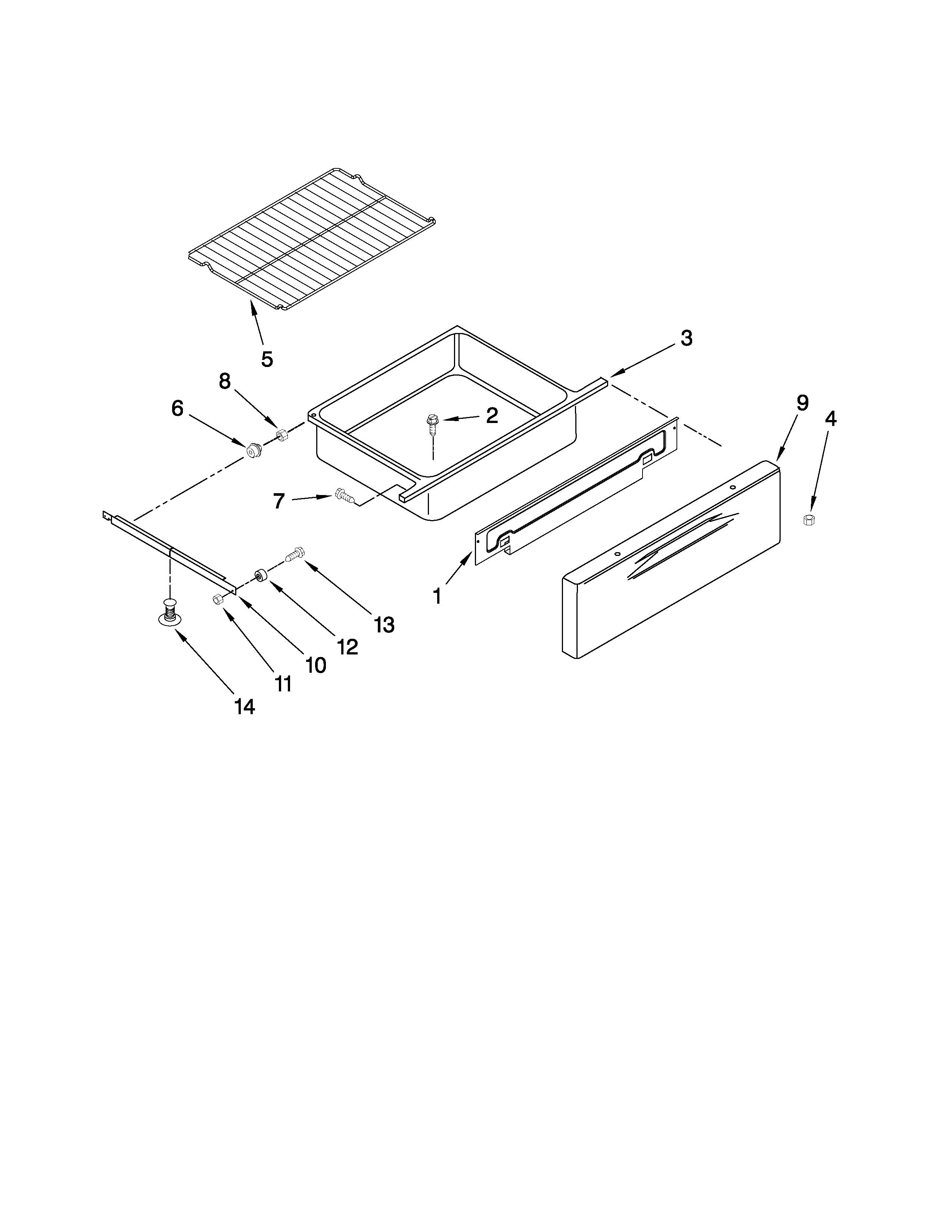 Maytag MER8875WB1 drawer and rack parts diagram