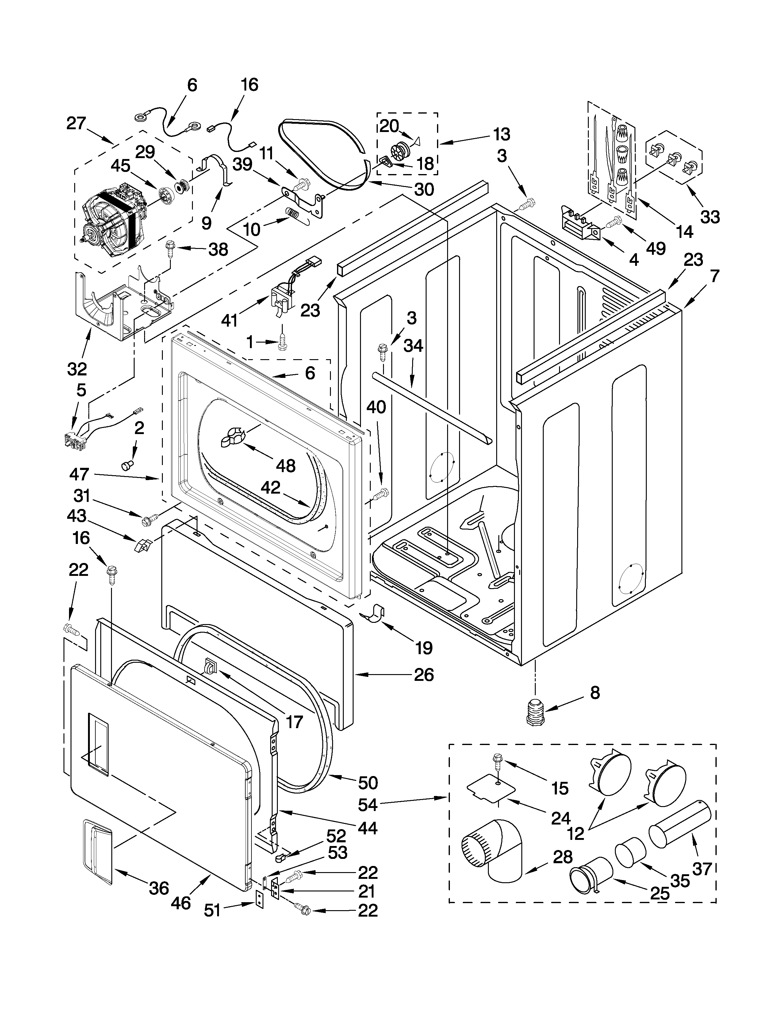 Maytag MEDX500XW0 cabinet parts diagram