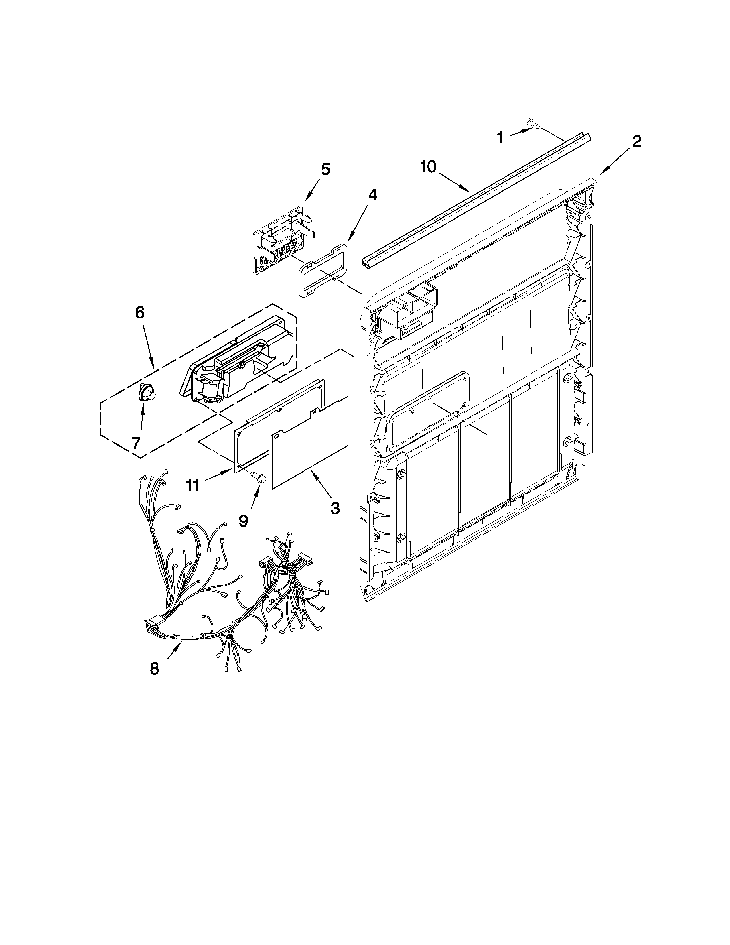 Amana ADB1400AWD0 door and latch parts diagram