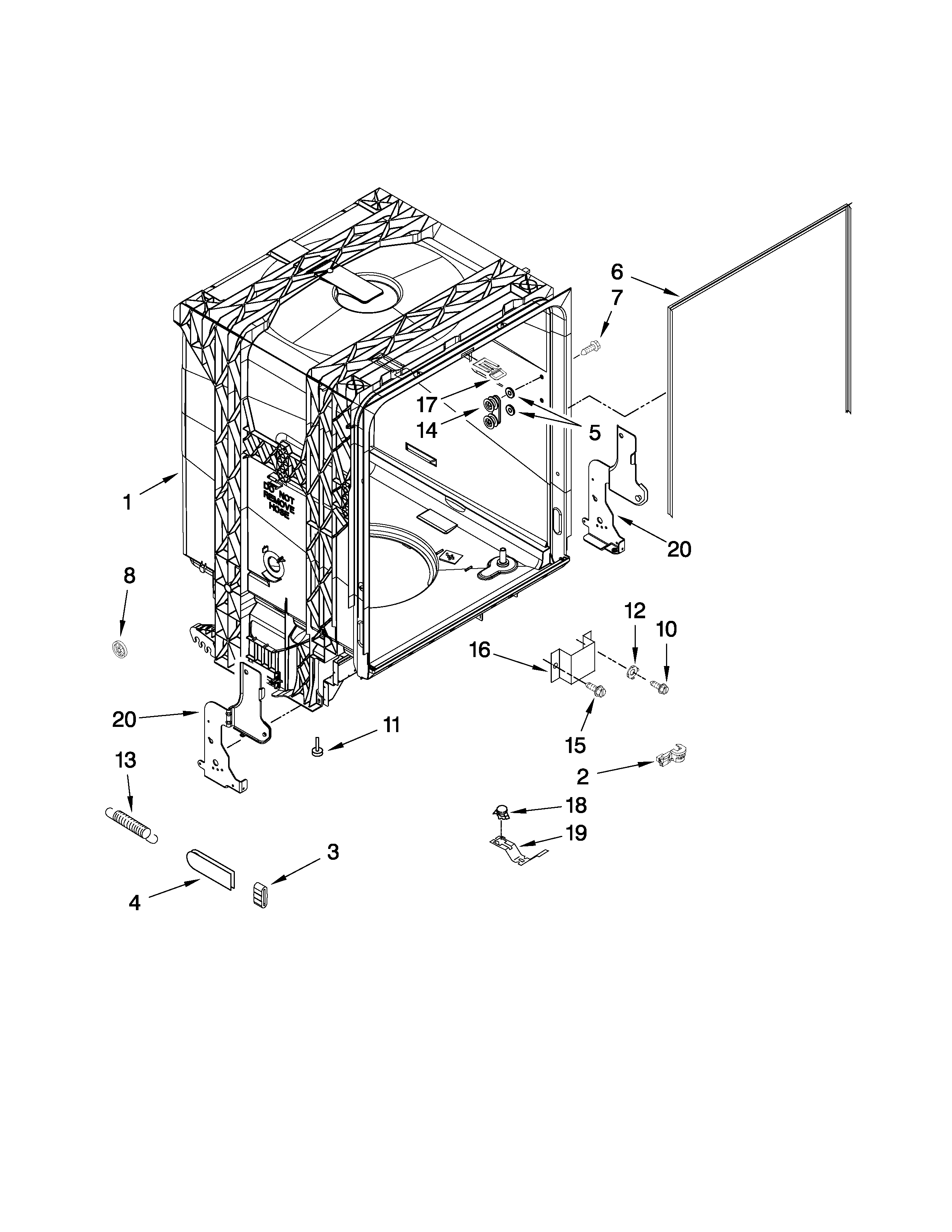 Amana ADB1400AWD0 tub and frame parts diagram