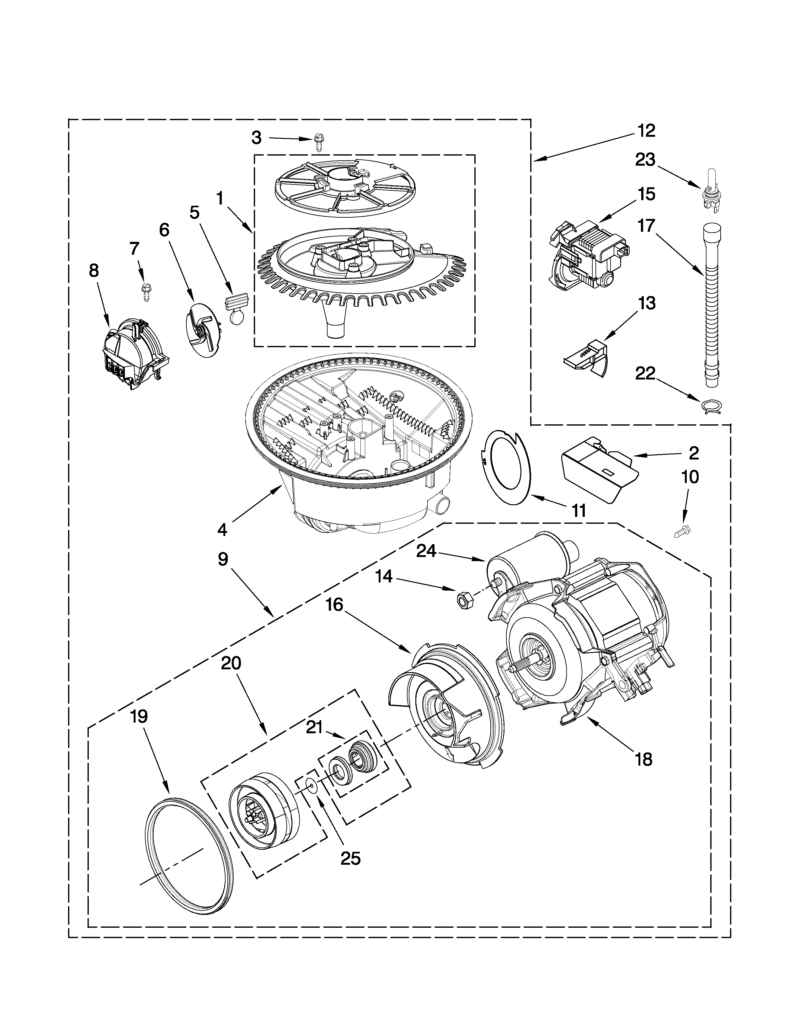 Amana ADB1400AWD0 pump and motor parts diagram