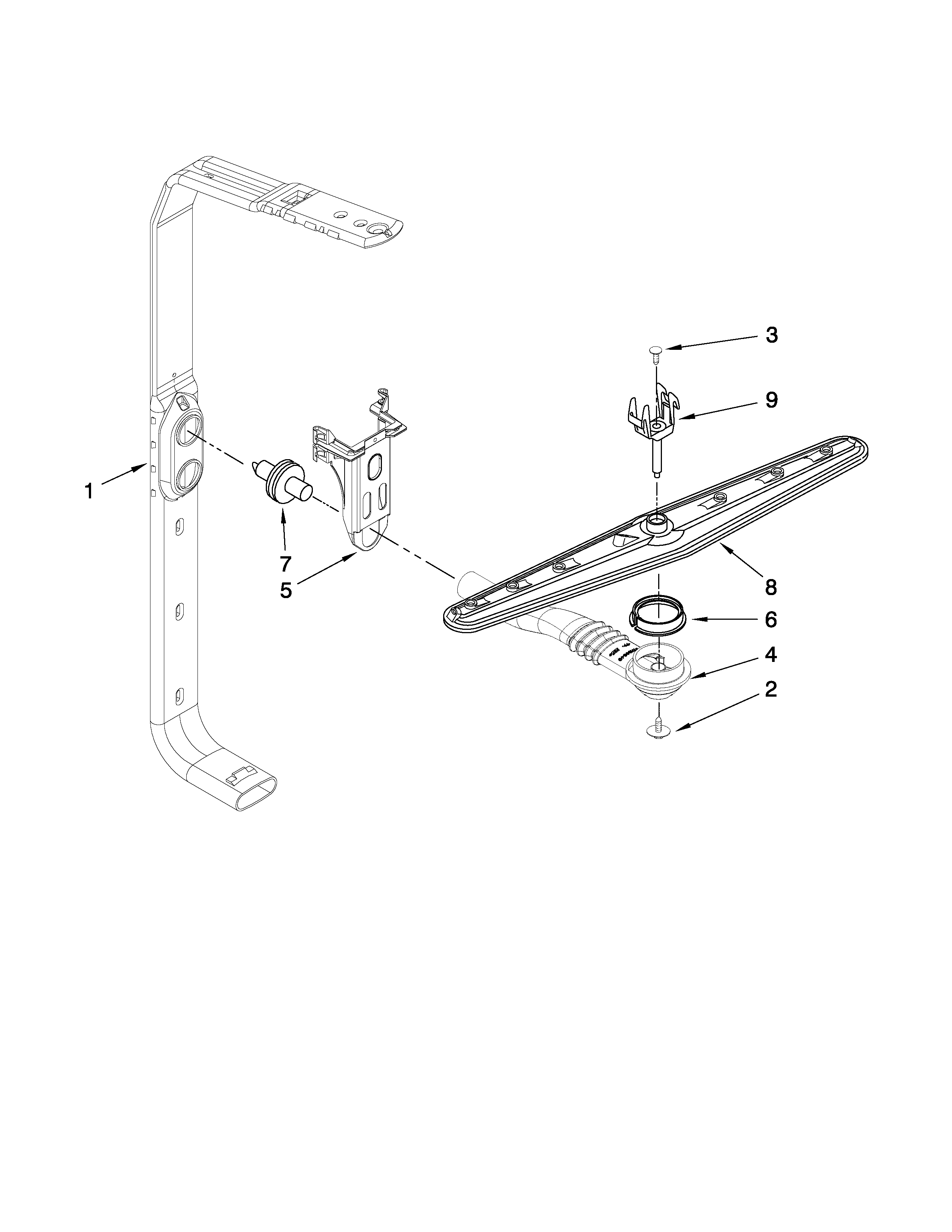 Amana ADB1400AWD0 upper wash and rinse parts diagram