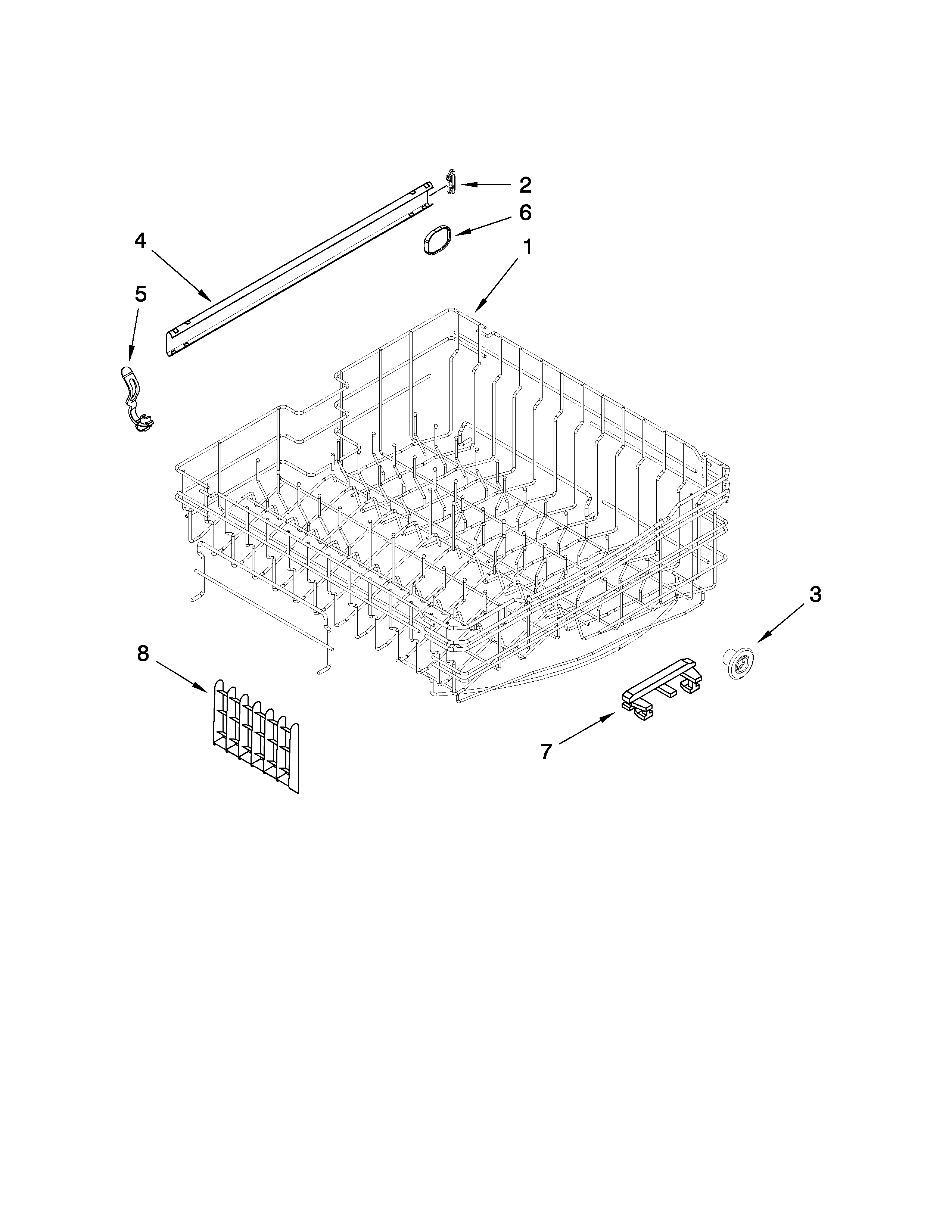 Amana ADB1400AWD0 upper rack and track parts diagram