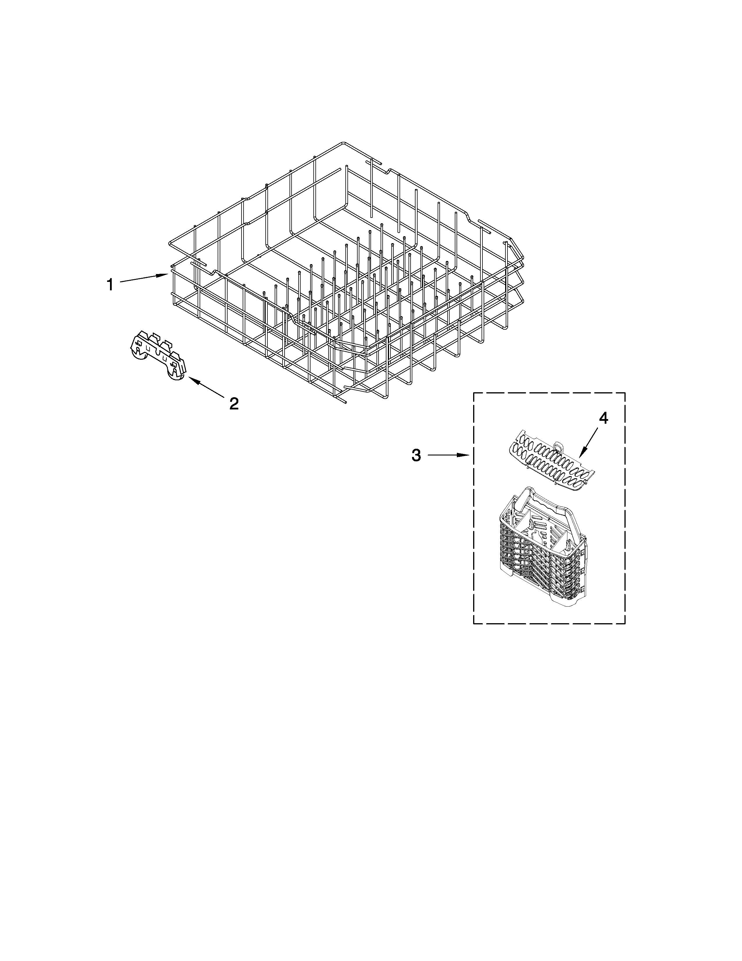 Amana ADB1400AWD0 lower rack parts diagram