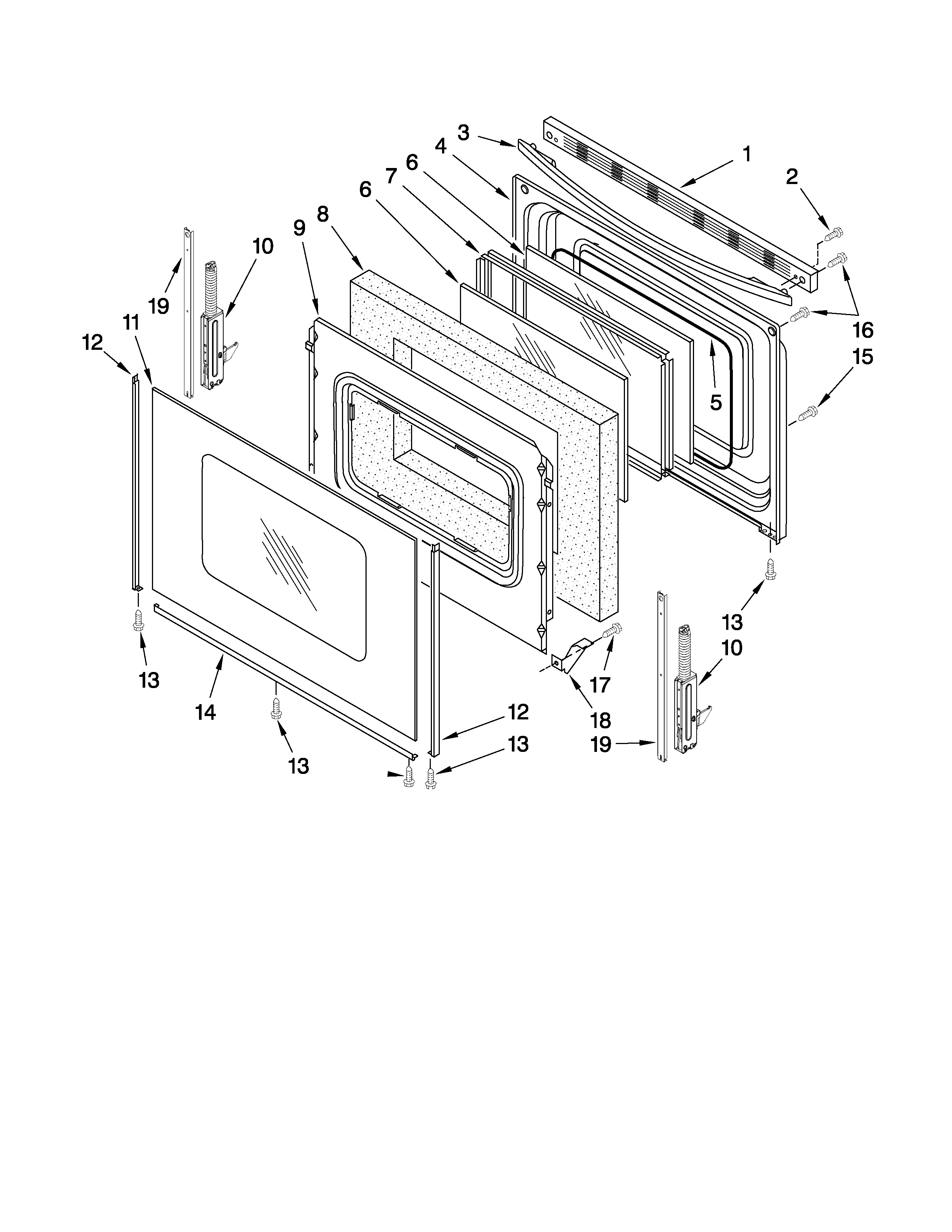 Whirlpool WFE364LVD0 door parts diagram