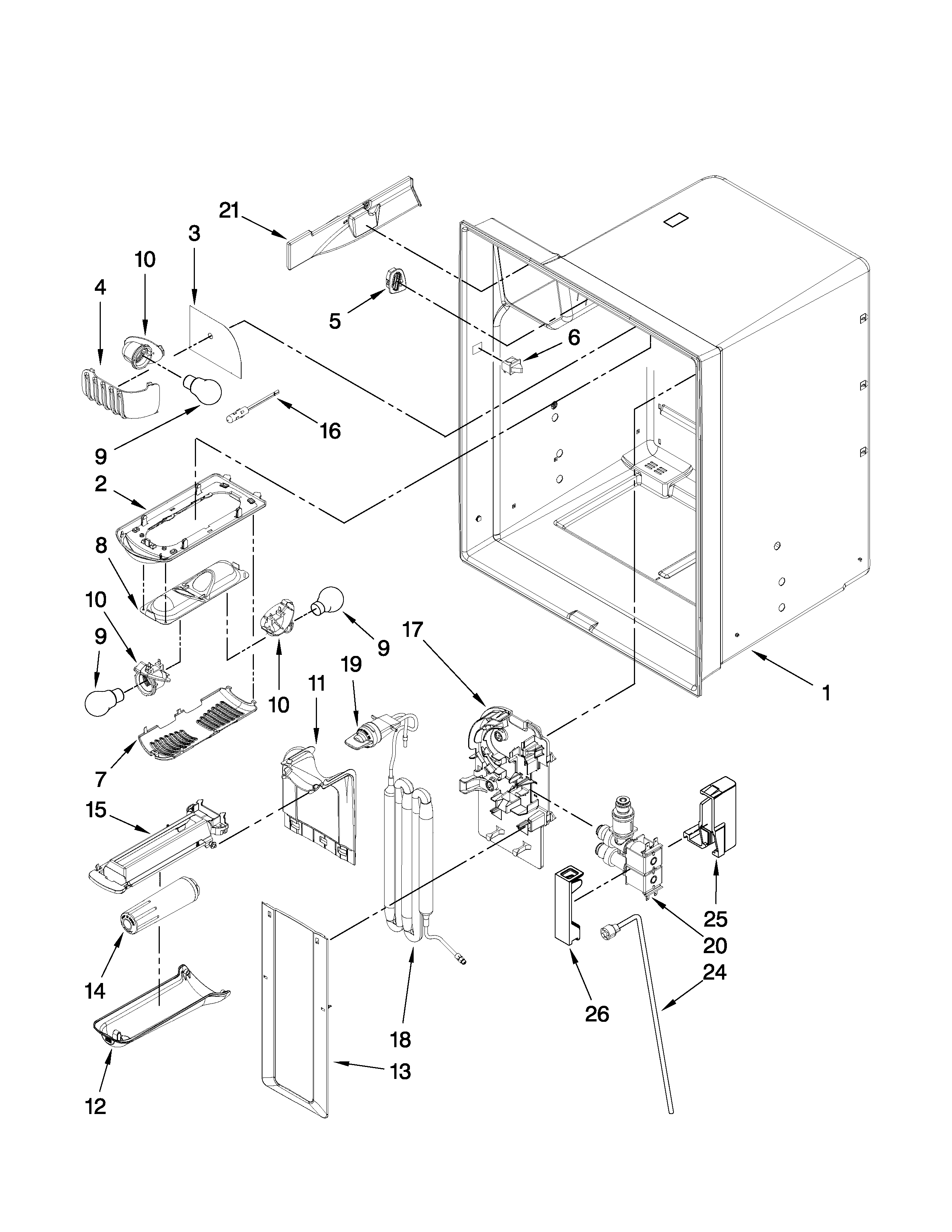 Whirlpool GI5FSAXVS02 refrigerator liner parts diagram
