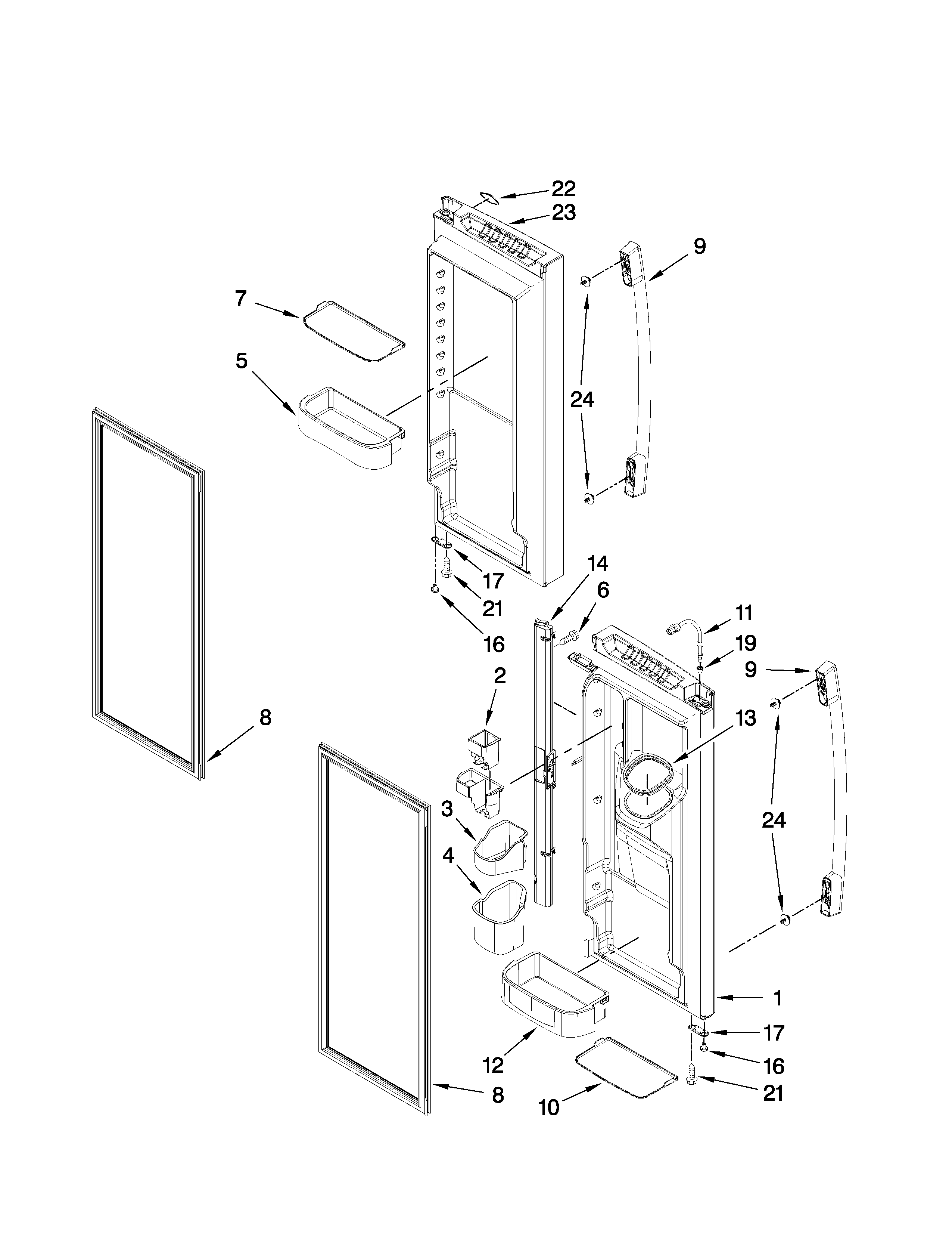 Whirlpool GI5FSAXVS02 refrigerator door parts diagram