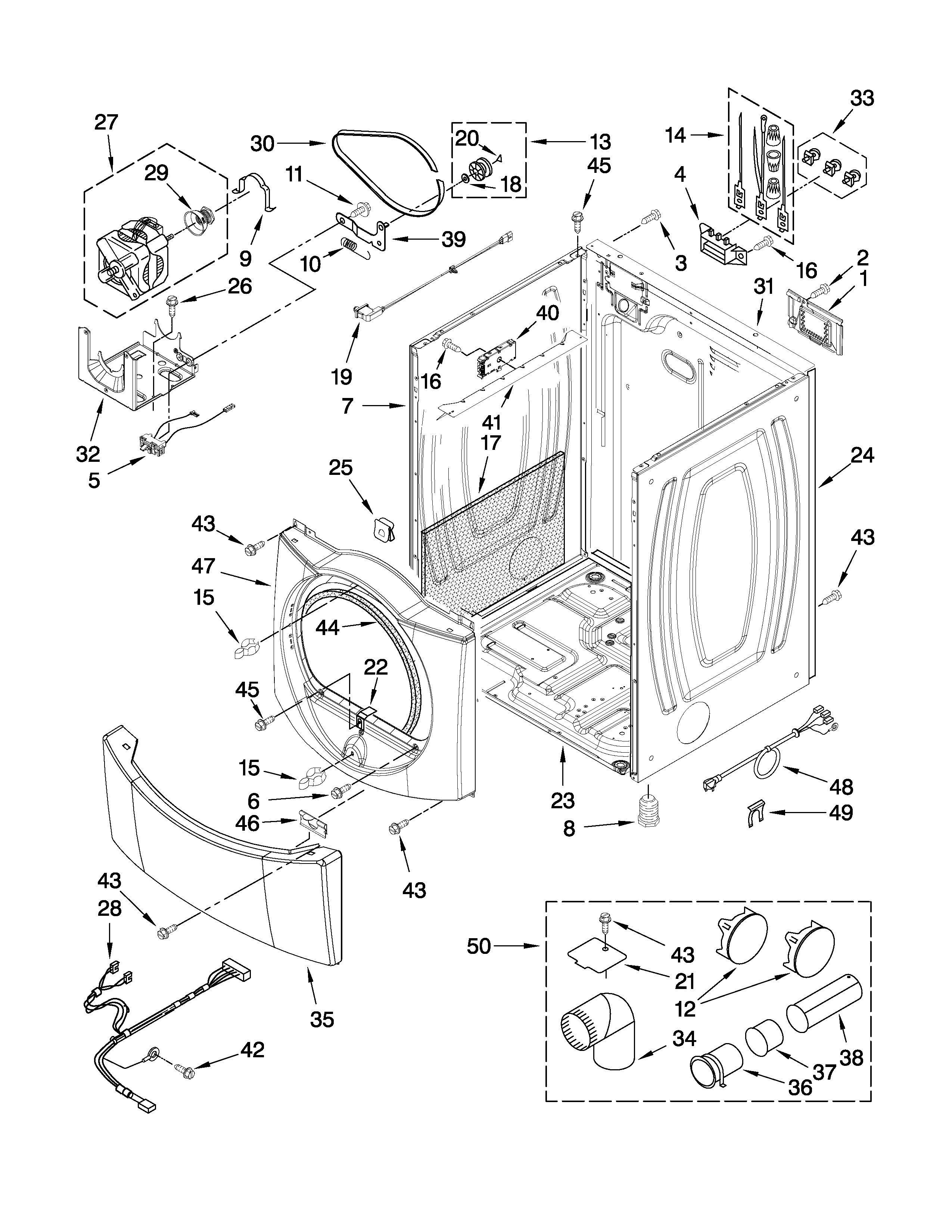 Whirlpool YWED9470WR1 cabinet parts diagram