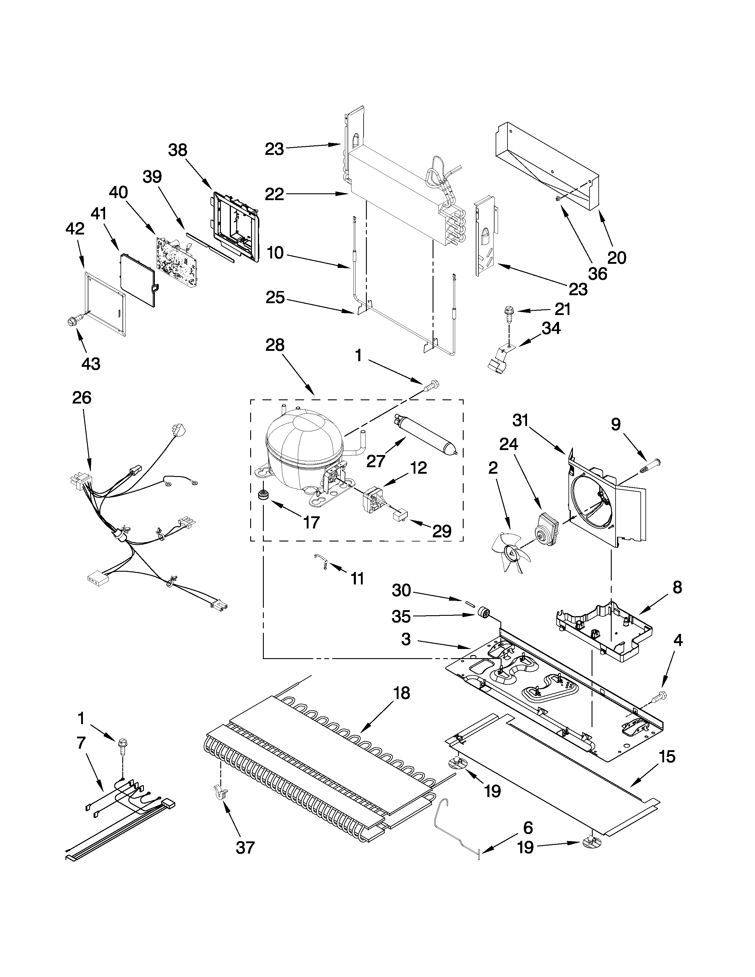 Whirlpool G25EFSB23S7 unit parts diagram